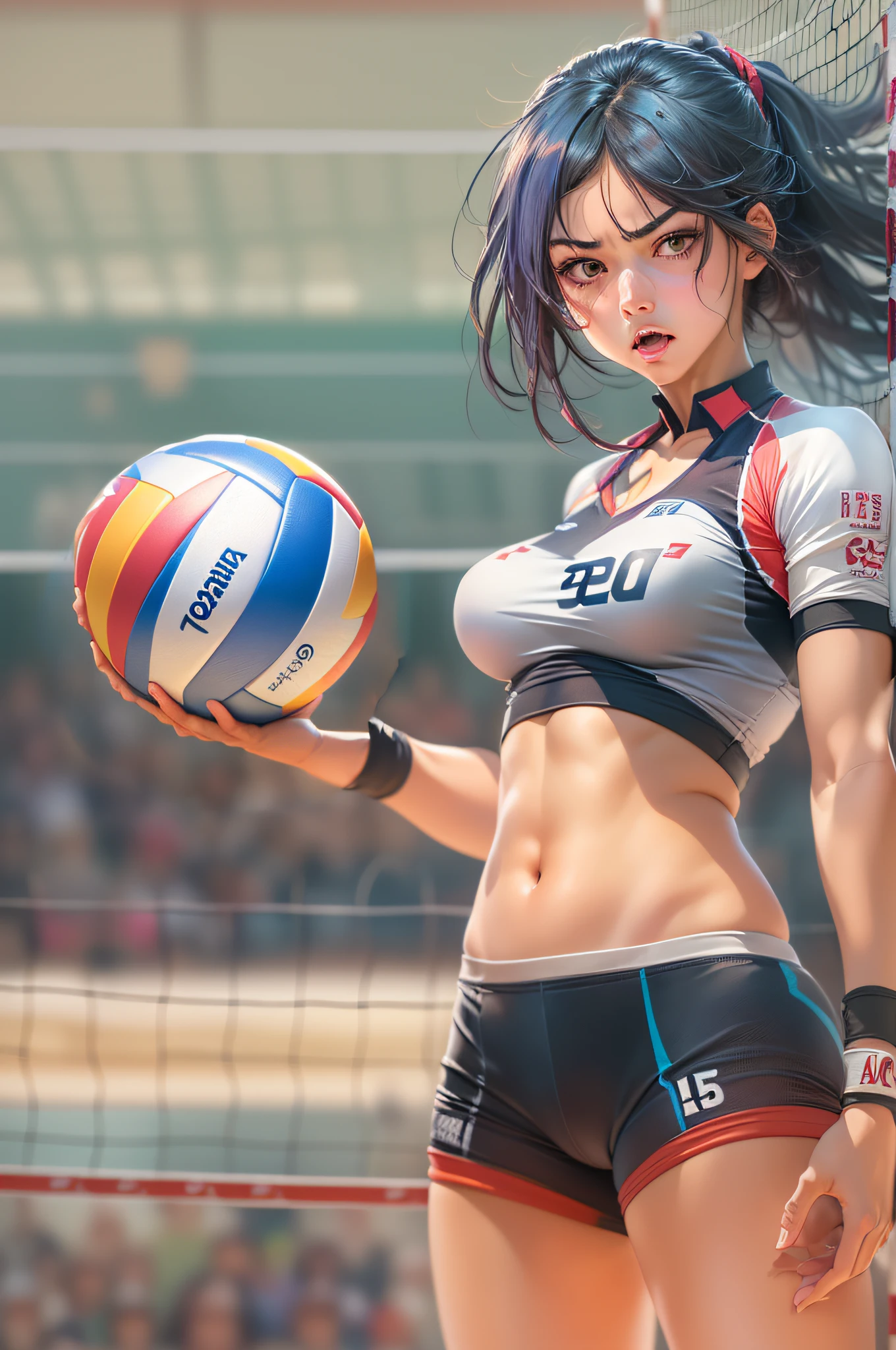 hand holding volleyball ball