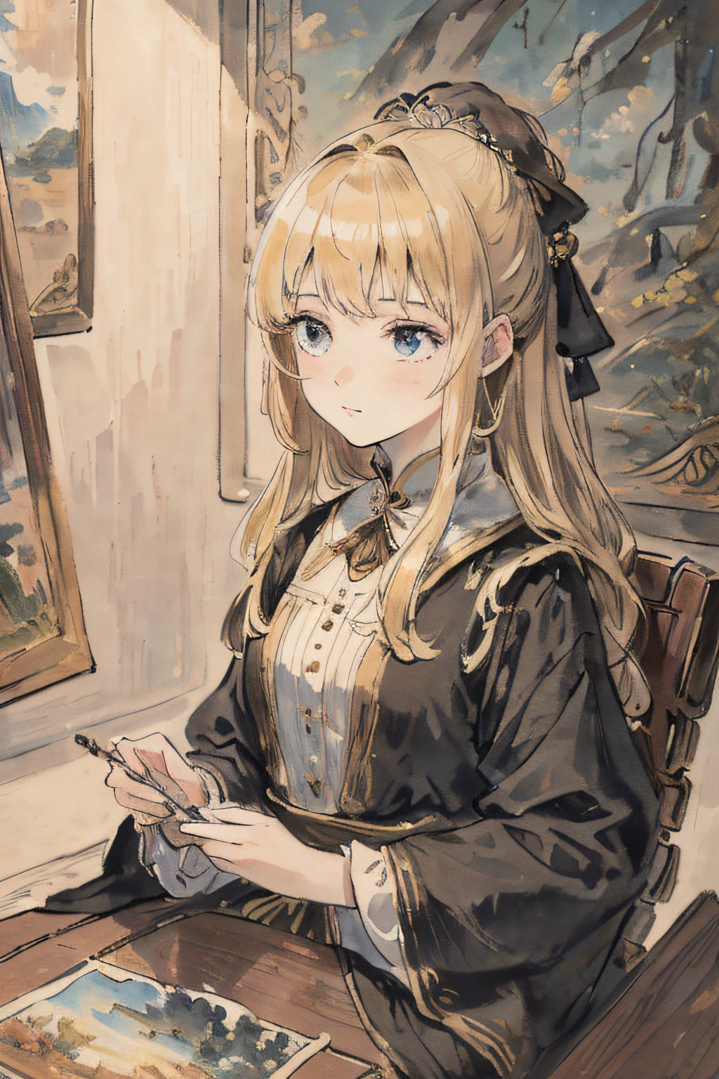 masterpiece, best quality, an extremely delicate and beautiful girl,an extremely delicate and beautiful, world masterpiece theater, ultra-detailed, highly detailed, best quality, blonde hair, highres, extremely detailed,1girl, best quality, illustration, looking at viewer, impasto, canvas, oil painting, realistic, realist ,real,