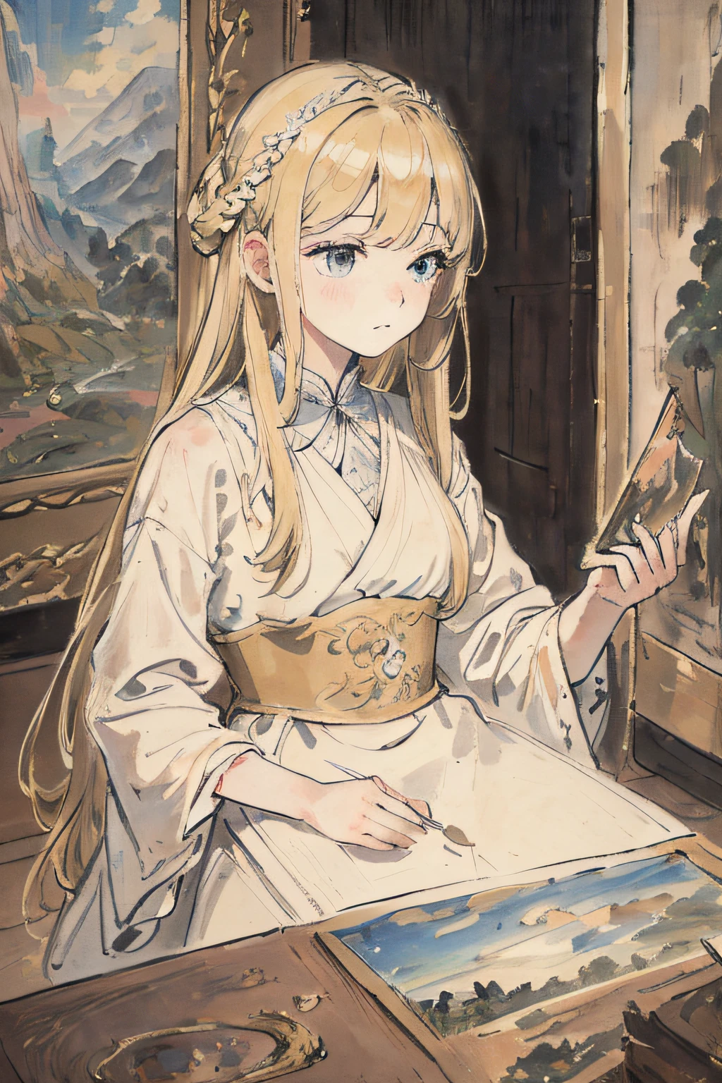 masterpiece, best quality, an extremely delicate and beautiful girl,an extremely delicate and beautiful, world masterpiece theater, ultra-detailed, highly detailed, best quality, blonde hair, highres, extremely detailed,1girl, best quality, illustration, looking at viewer, impasto, canvas, oil painting, realistic, realist ,real,