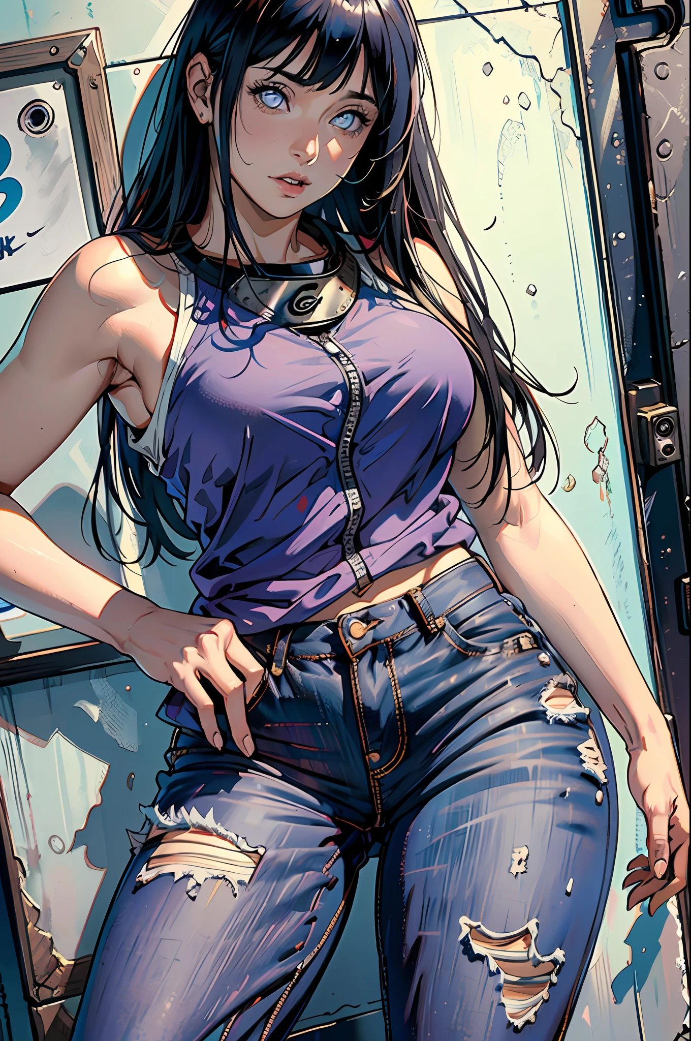 (Hinata Hyuga, muito sensual, com roupas de funkeira, brasileira, rio de janeiro, dancing funk, rebolando, bunda grande, pernas grossas, usando um short jeans extremamente curto, usando uma mini blusa, umbigo com pirsing, sneakers Nike, cabelo grande, Speaker behind, corpo inteiro, muito realista, extremamente sexy, 8k, 8k extremamente detalhado), (um extremamente delicado e bonito), (obra-prima), (melhor qualidade: 1.0), (ultra highres:1.0)