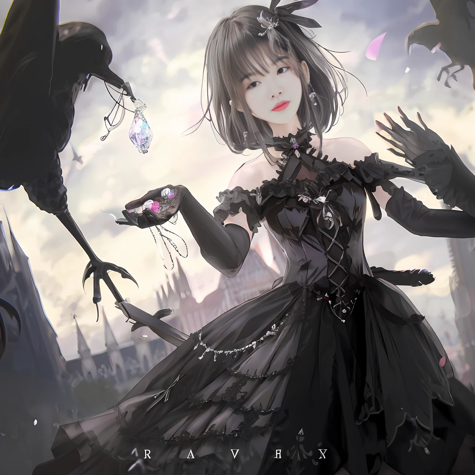 Anime girl wearing black dress,Crystal in hand, gothic maiden anime girl, Anime girl wearing black dress, beautiful fantasy anime, Guweiz in Pixiv ArtStation, zerochan art, trending on artstation pixiv, Guviz, Elegant Gothic princess, Guweiz on ArtStation Pixiv, Best anime 4k konachan wallpaper