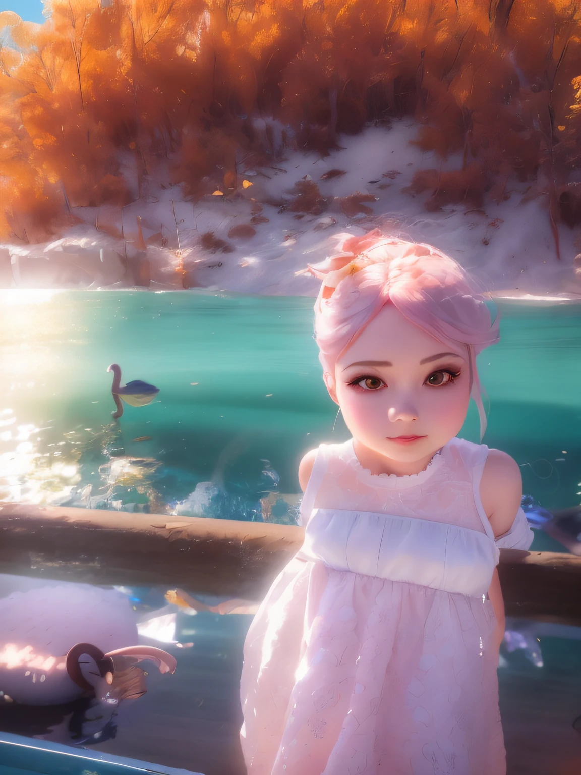 https://image10.cdn.seaart.ai/static/upload/20230720/9f6b629a-6be0-4743-ab39-882f200142ba.png portrait photography from Disney Pixar Studios, a beautiful girl, black eyes, round face, gradient hair color, white dress, looking at the audience, wine bottles background, cinematic lighting, vivid color, dof, 4k, high quality --ar 3:4 --v 5
