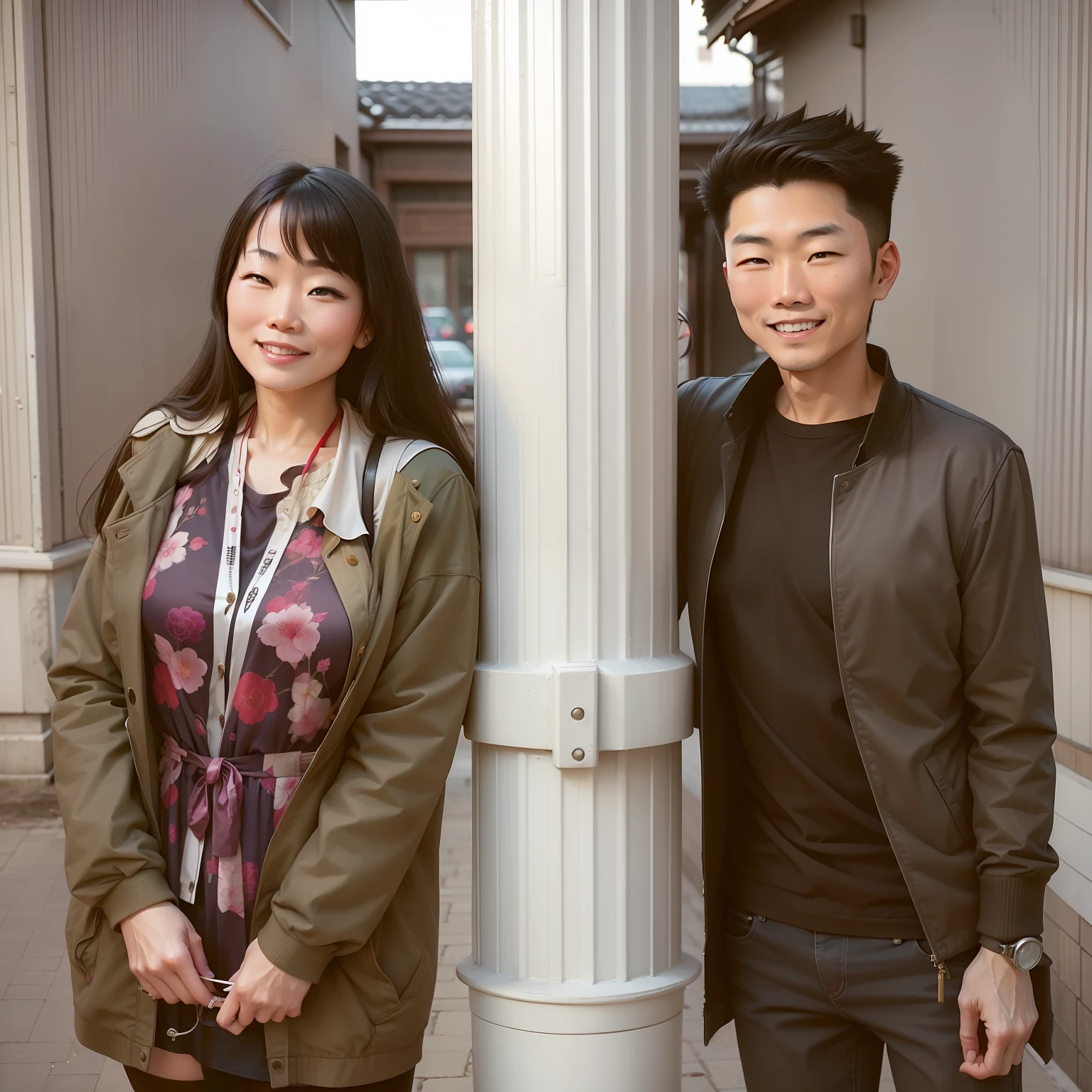 Jeannie and Henry, a 20 years woman and a man, Asian American, happy, 16k kodak resolution perfect detail --auto