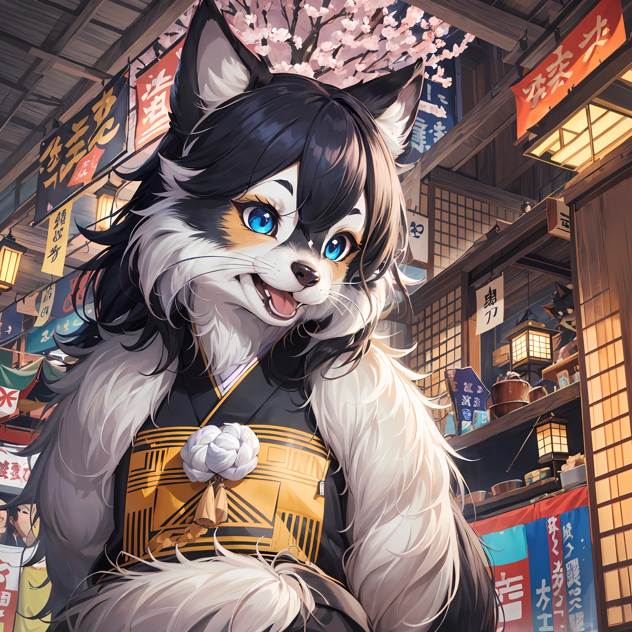 (epic, dynamic angle)top quality, best quality, High-quality illustrations, masterpiece, japanese festival,
Stalls, night, festival music, happi coat, yukata(kemono, super handsome 1boy, solo focus)(furry anthro)(highly detailed beautiful face and eyes)absurdres, perfect anatomy, smile, happy, happy, dynamic pose,