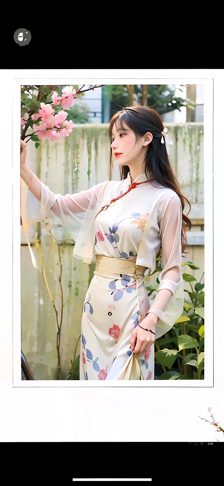 A close-up of a pure girl holding a bouquet of flowers, Traditional Chinese clothing, Hanfu, Cheongsam, Chinese dress, with acient chinese clothes, White Hanfu, pale and coloured kimono, dressed with long fluent clothes, soft silk dress, Wearing ancient Chinese clothes, Chinese style, Inspired by Tang Yifen, Chinese costume, Inspired by Huang Ji