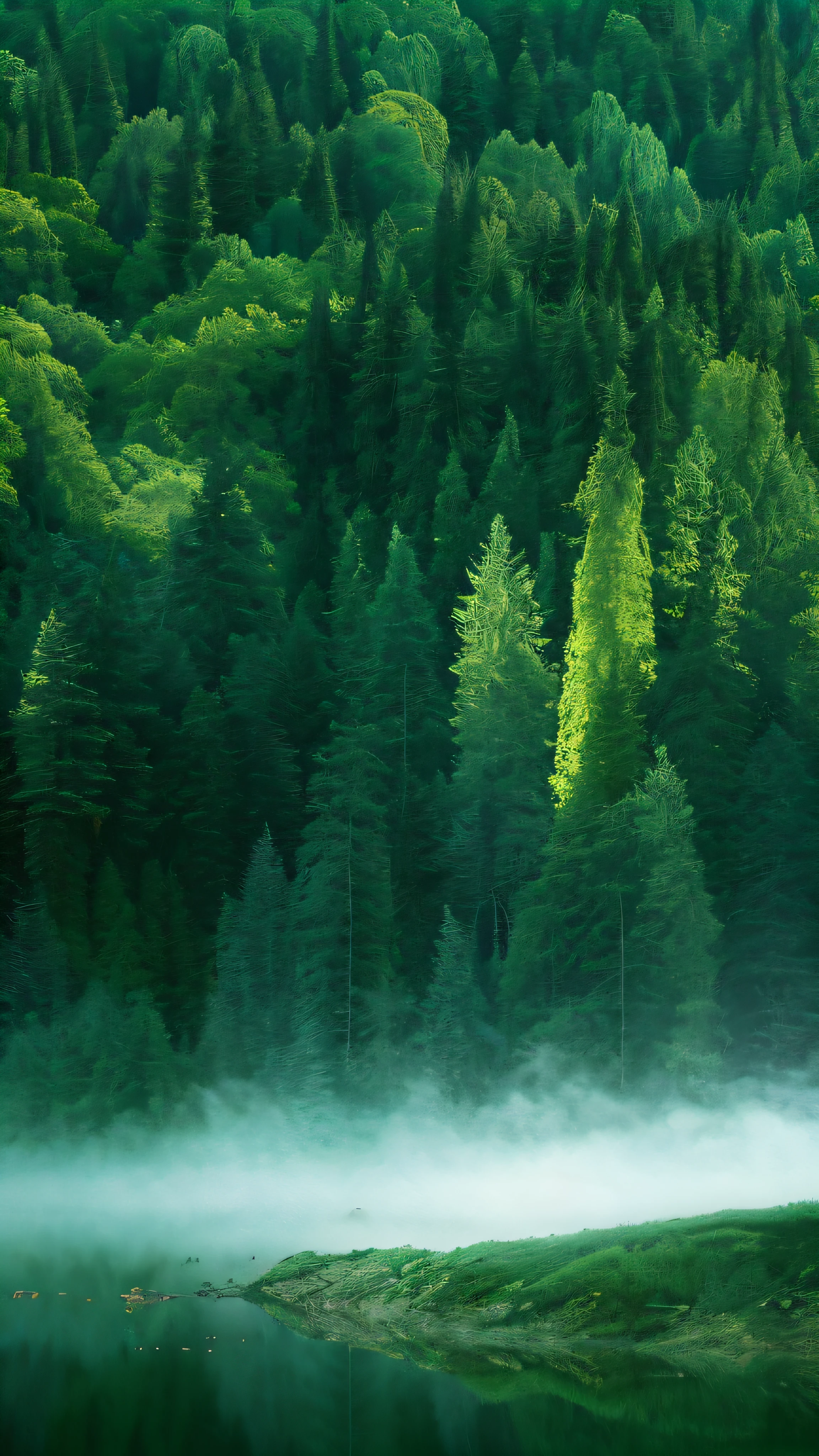 The trees in the background are shrouded in mist, forest backgrou, forrest background, soft forest background, ln the forest, green forest, Forest background, forest backgrou, Dense forest, ln the forest, detailed forest background, evergreen forest, Lush evergreen forest, Detailed forest, vast forest, verdant forest, fir forest, forest trees, sky forest background, Woods background