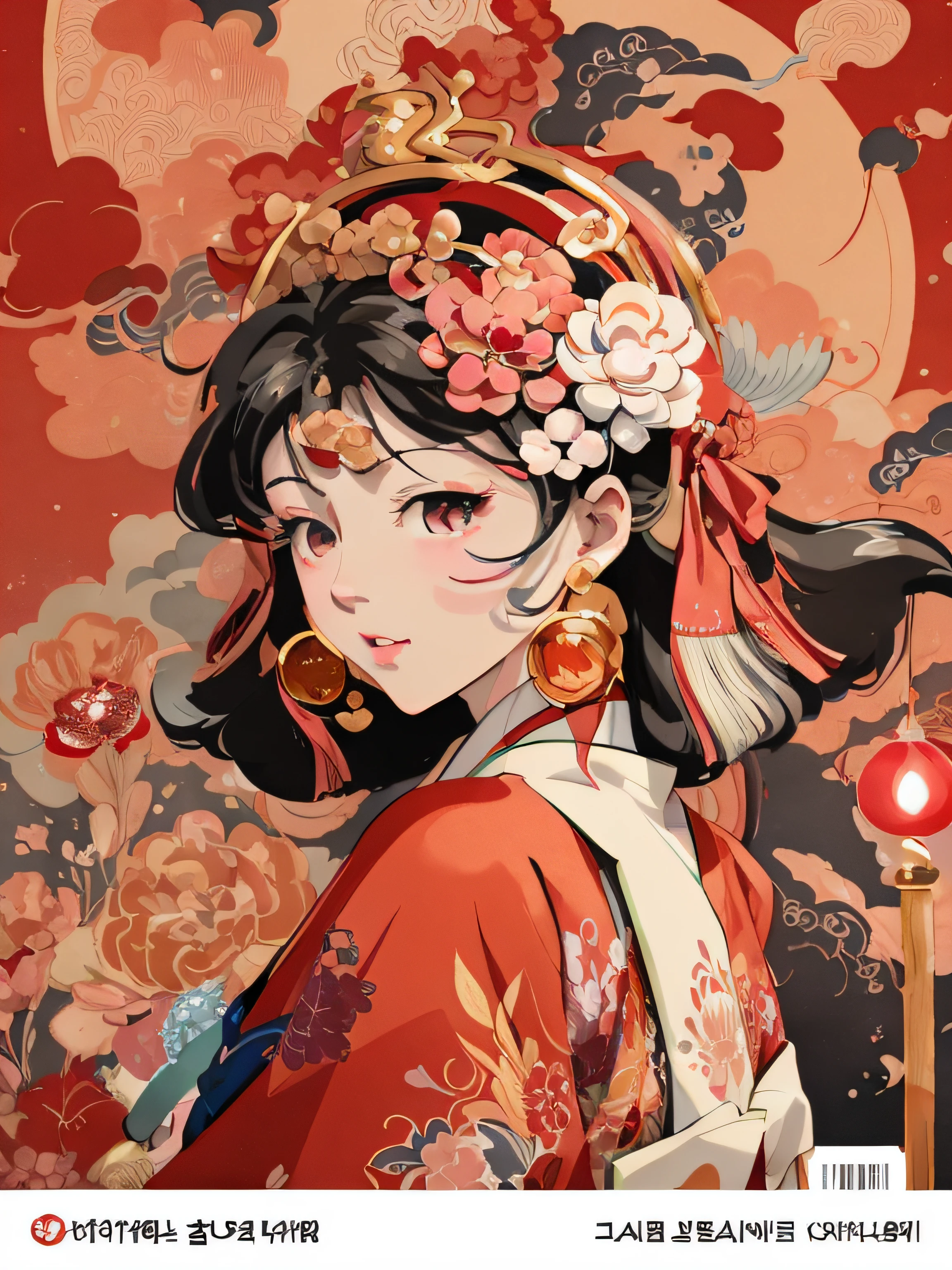 Anime art of a woman in a red kimono, Palace ， A girl in Hanfu, A beautiful artwork illustration, Japanese art style, Digital anime illustration, Guviz-style artwork, Beautiful character painting, korean art nouveau anime, Exquisite digital illustration, in the style of sachin teng, Detailed digital anime art, anime illustration, Beautiful digital illustration