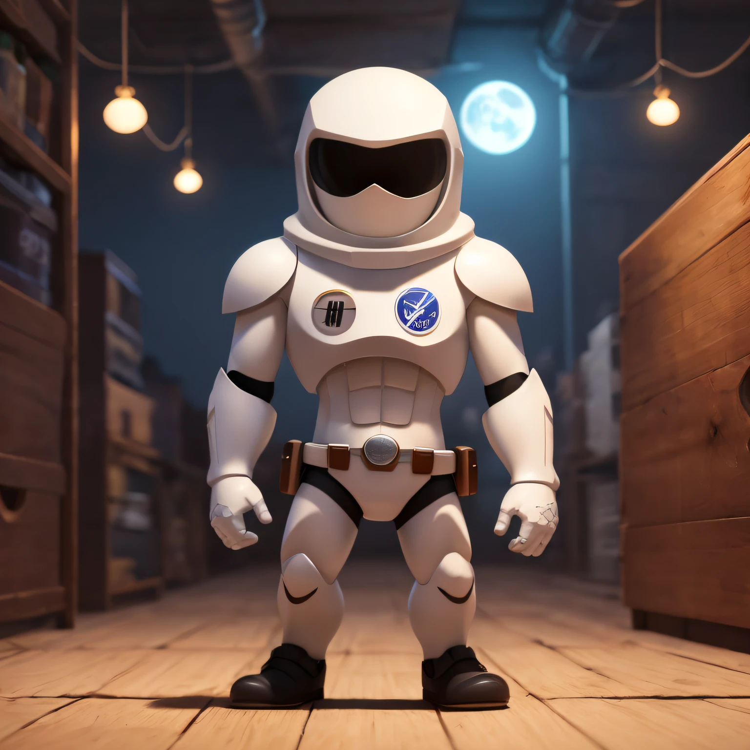 pixar animation，（moon knight，）cute character，
tchibi，up front view，globalillumination，solidcolor，Background with，hyper HD,The discipline is anthropomorphic --auto