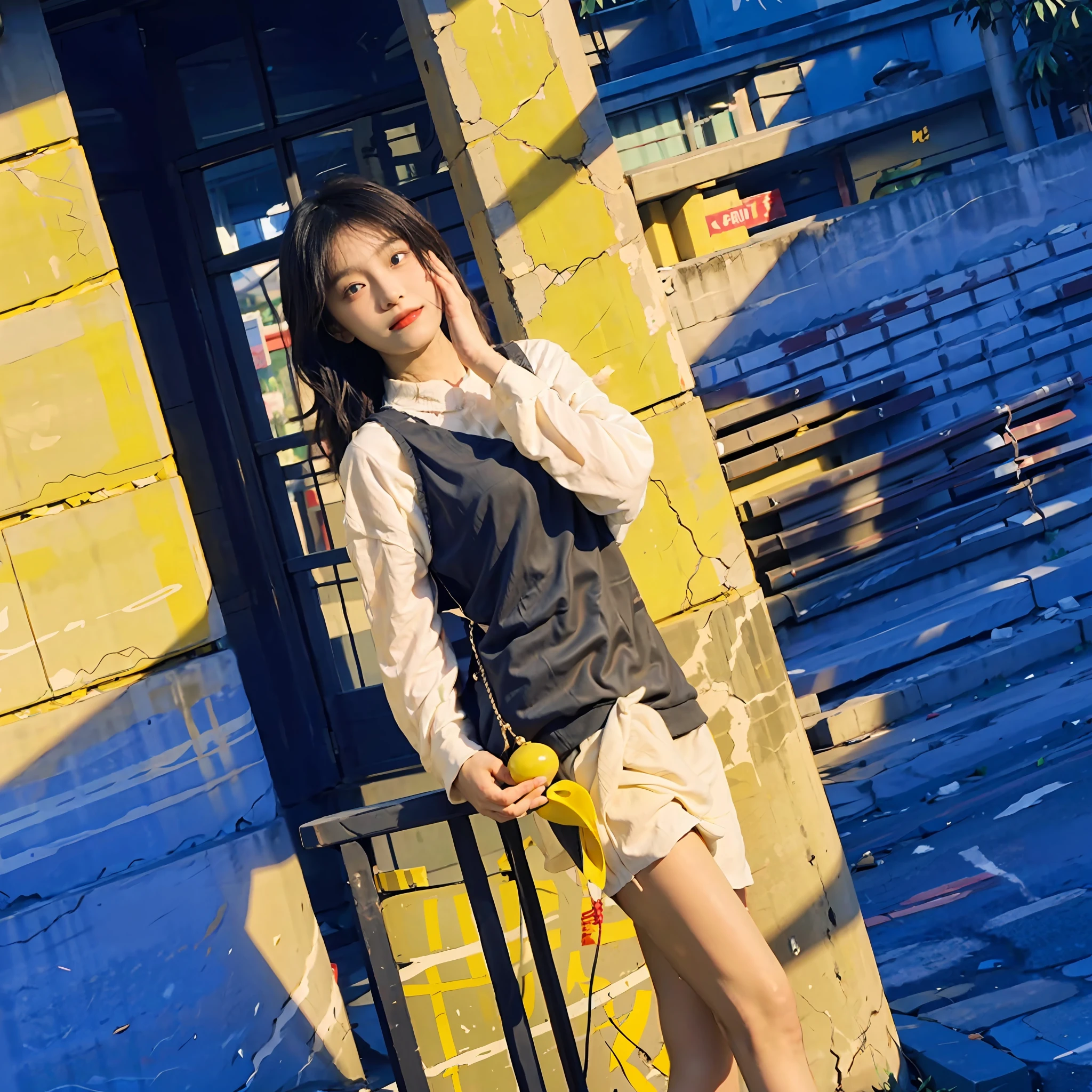 There was a woman standing against a wall, photo of slim girl, personal profile picture, 2 4 year old female model, profile photo, Chinese girl, photo of slim girl model, xintong chen, 1 8 I, model photo, Large)}], Casual pose, dilraba dilmurat, ruan jia beautiful!, xision wu