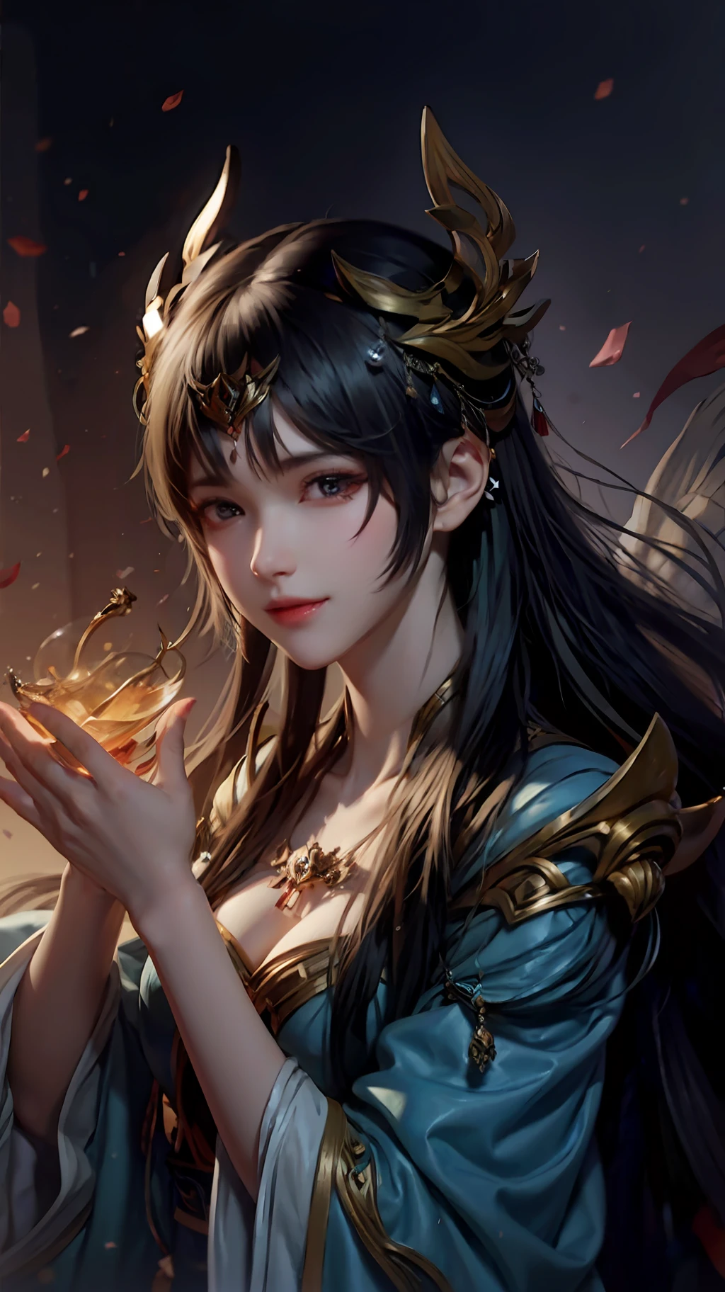 (tmasterpiece),(Best quality at best),(Super refined),(illustratio),(Extremely refined and beautiful),(dynamic angle),Transparent and neon highlight,(The legendary crystal demon),(Complicated details)(Beautiful and delicate eyes),delicated face,Half-body close-up,Messy floating hair,messy hair,Decoration on the head,(adolable),(Fantasy wind),Colorful bright and transparent clothes,(complexdetails),Clear lines,Magic effects,A high resolution。
