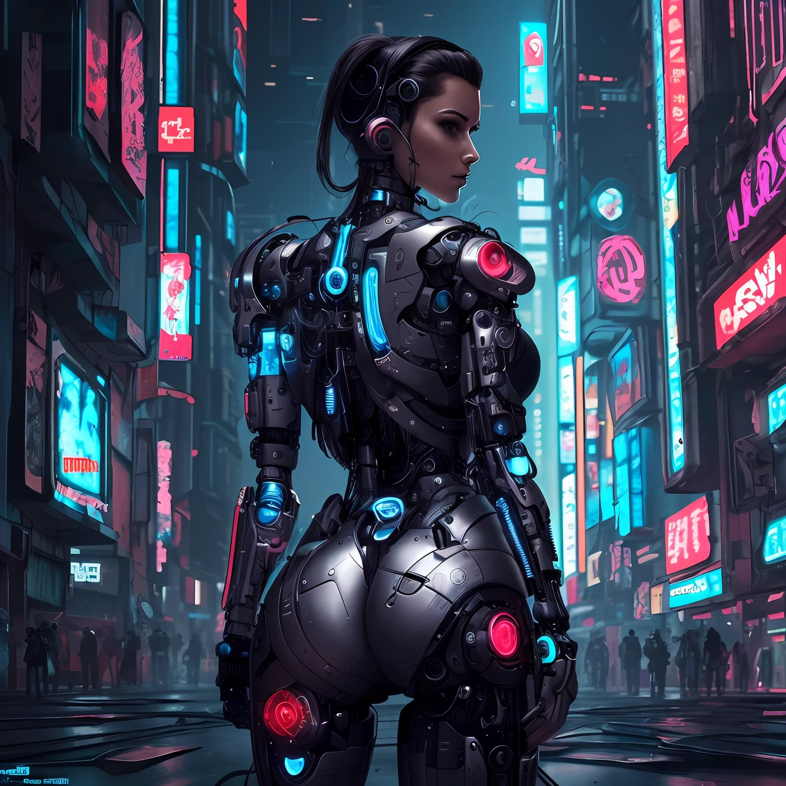mulher ((cyborg)), obra prima, ((bunda grande)), ((peito grande)), German woman, rosto perfeito, corpo perfeito, 8k, imagem perfeita, ((realista)), futuristic setting ((cyberpunk)), mulher sexy, exciting positions, --auto