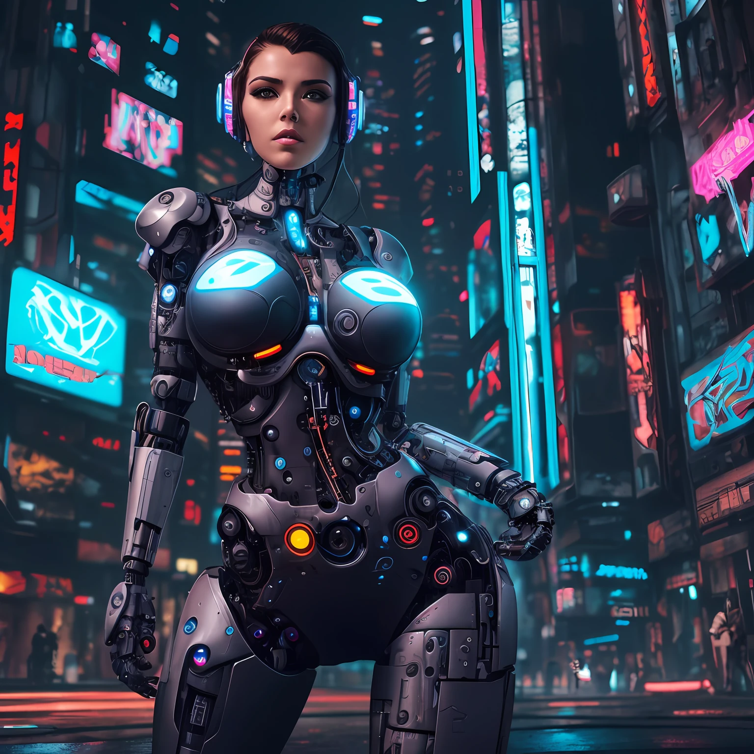 mulher ((cyborg)), obra prima, ((bunda grande)), ((peito grande)), German woman, rosto perfeito, corpo perfeito, 8k, imagem perfeita, ((realista)), futuristic setting ((cyberpunk)), mulher sexy, exciting positions, --auto