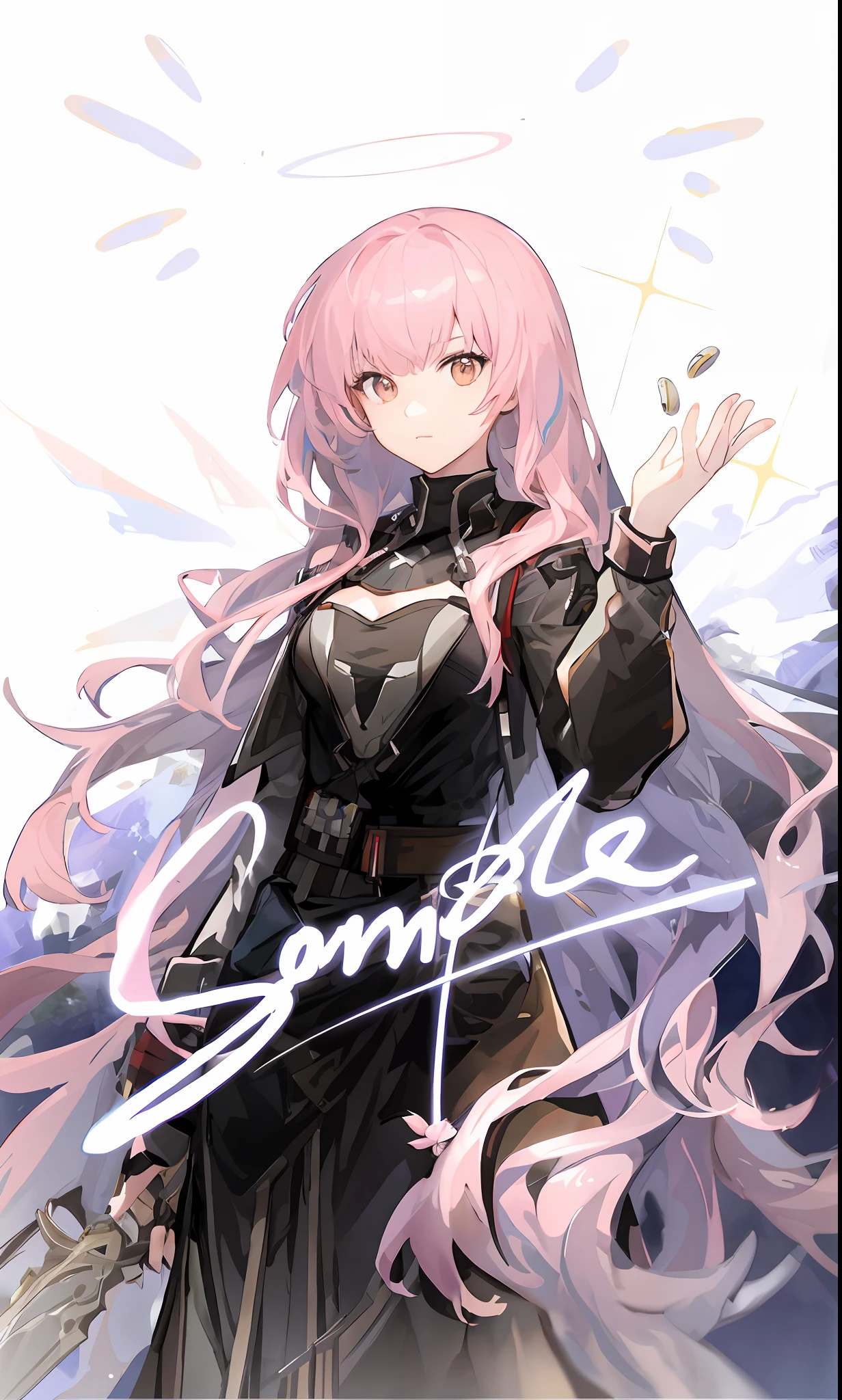 anime girl with pink hair and a sword in her hand, from girls frontline, From Arknights, Official artwork, Fine details. Girl Front, girls frontline universe, girls frontline style, High Quality Anime Art Style, shadowverse style, Girls Frontline CG, official character art, Ayaka Genshin impact, Girl Front, high detailed official artwork, official character illustration