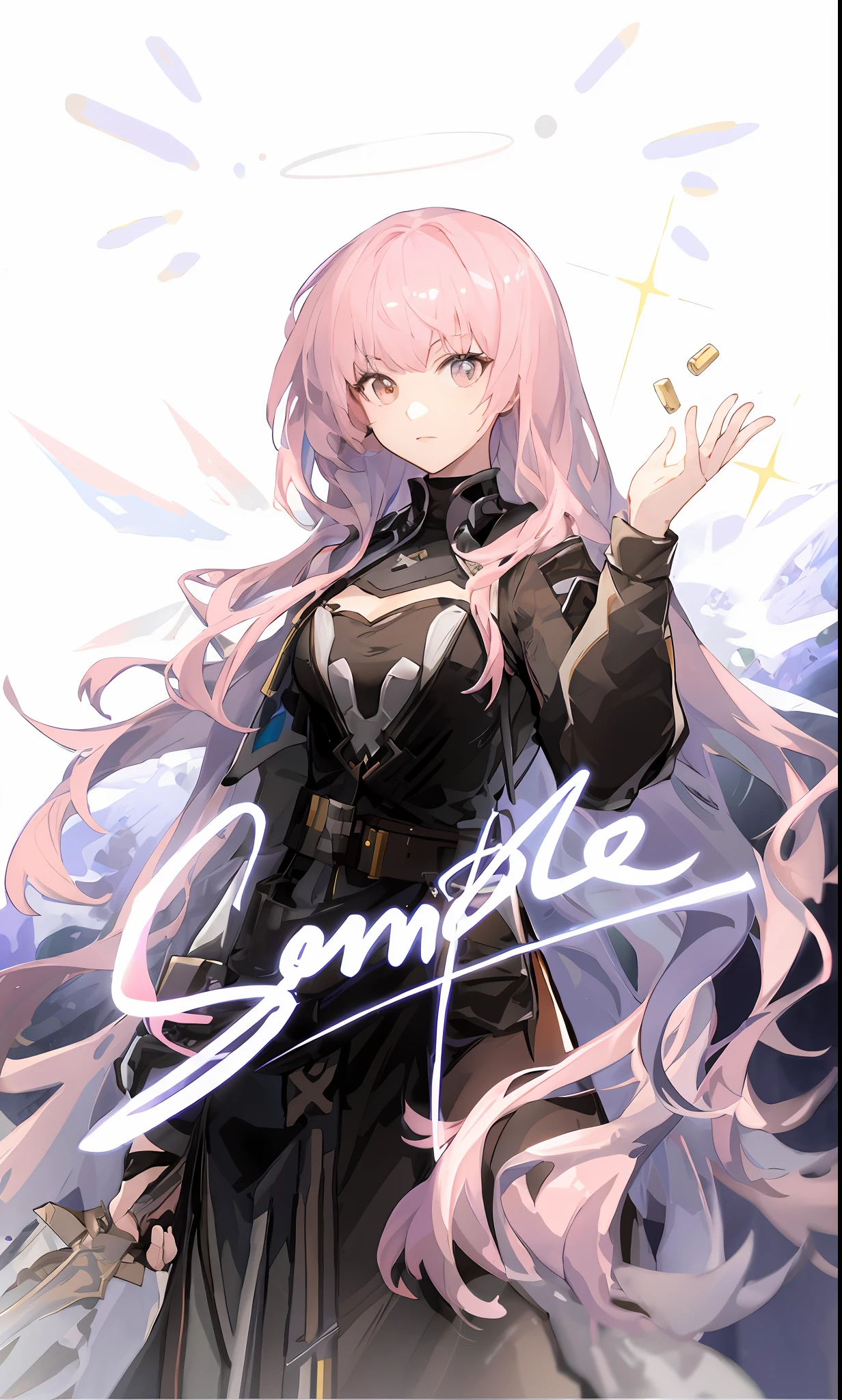 anime girl with pink hair and a sword in her hand, from girls frontline, From Arknights, Official artwork, Fine details. Girl Front, girls frontline universe, girls frontline style, High Quality Anime Art Style, shadowverse style, Girls Frontline CG, official character art, Ayaka Genshin impact, Girl Front, high detailed official artwork, official character illustration