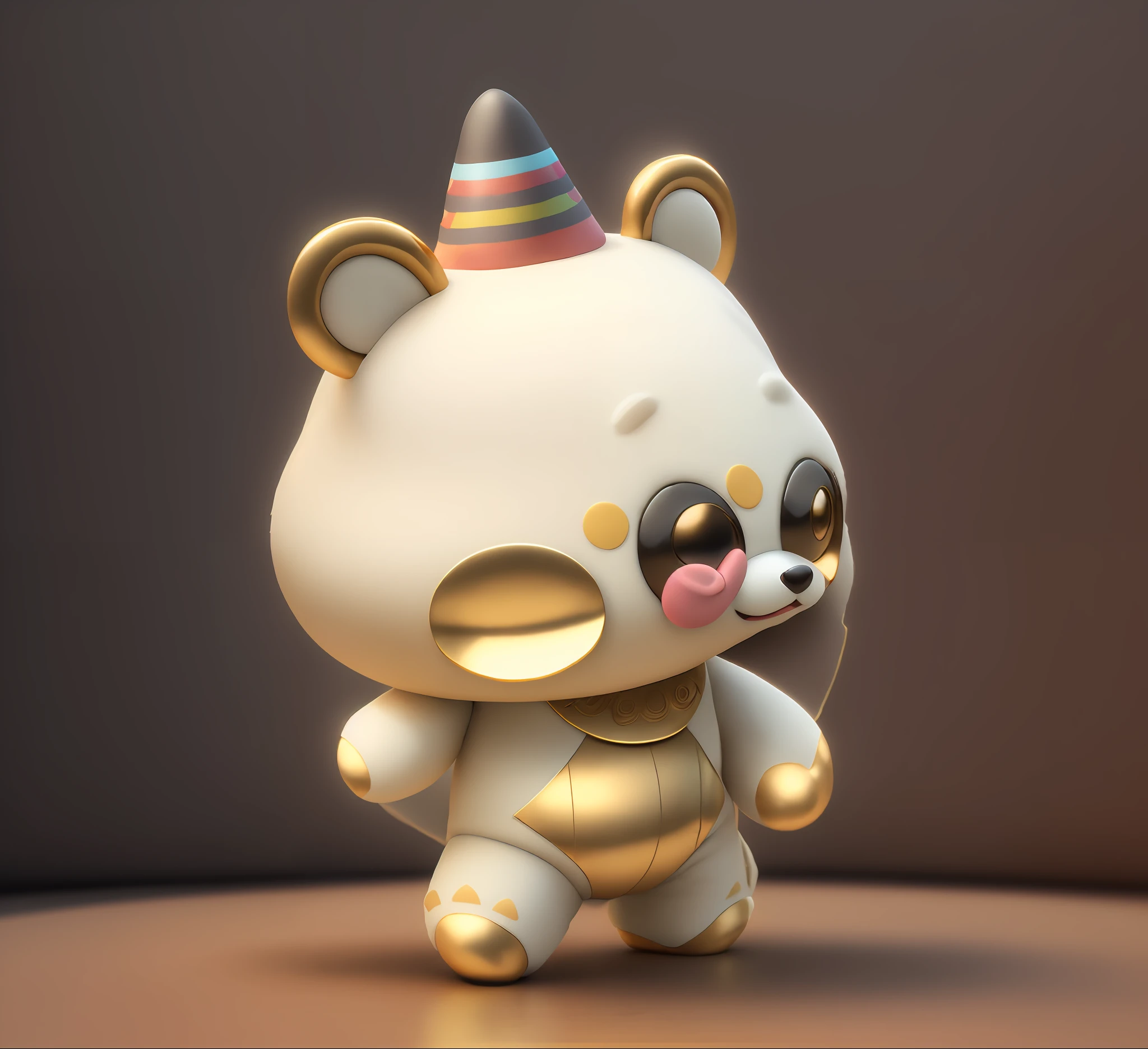 There was one with a diamond cap on his head、White bear with exaggerated expression, Cute!Q version、 cute big breasts 、Abstract 3D rendering, com mascot, 3D model of a Japanese mascot, kawaii hq render, toy design, cute toy, animal crossing character, cute pictoplasma, soft 3d render，A simple playful little can wear cute，Playful birthday dress，Stand on the stereogram RICH，The scene has a birthday cake and gold coins、gold、Floating elements such as diamonds、Premium gift box，And accompanied by exaggerated emojis，Q version IP role
Environmental background: Plain white background
Composition shots: Front and side
Reference direction: 3D立体,C4D,Hand version doll style、