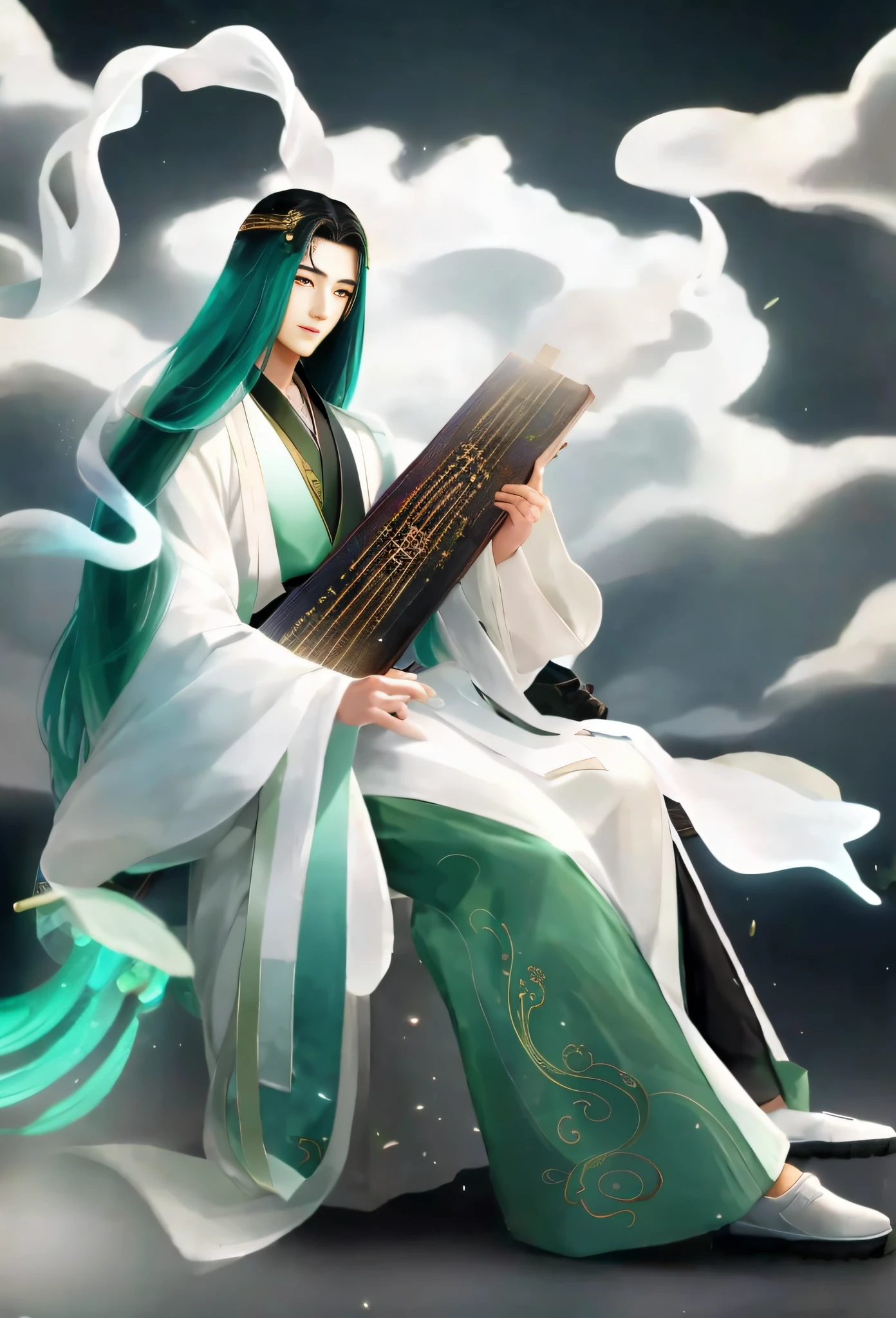 Handsome Chinese teenager，年轻，Immortal，On the forehead is a small red auspicious marker，ssmile，highly accurate，Facial features，