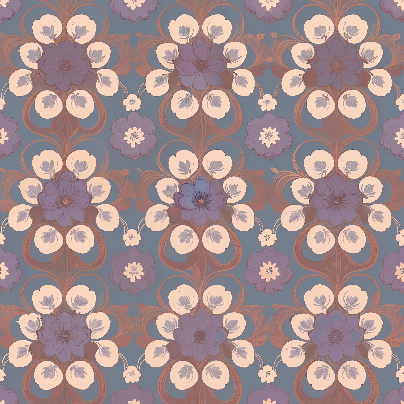 Flat style wallpaper, Vector style floral vine pattern pastel shades , Pastel blue, light blue, beige, Soft Purple, Small flowers,light blue