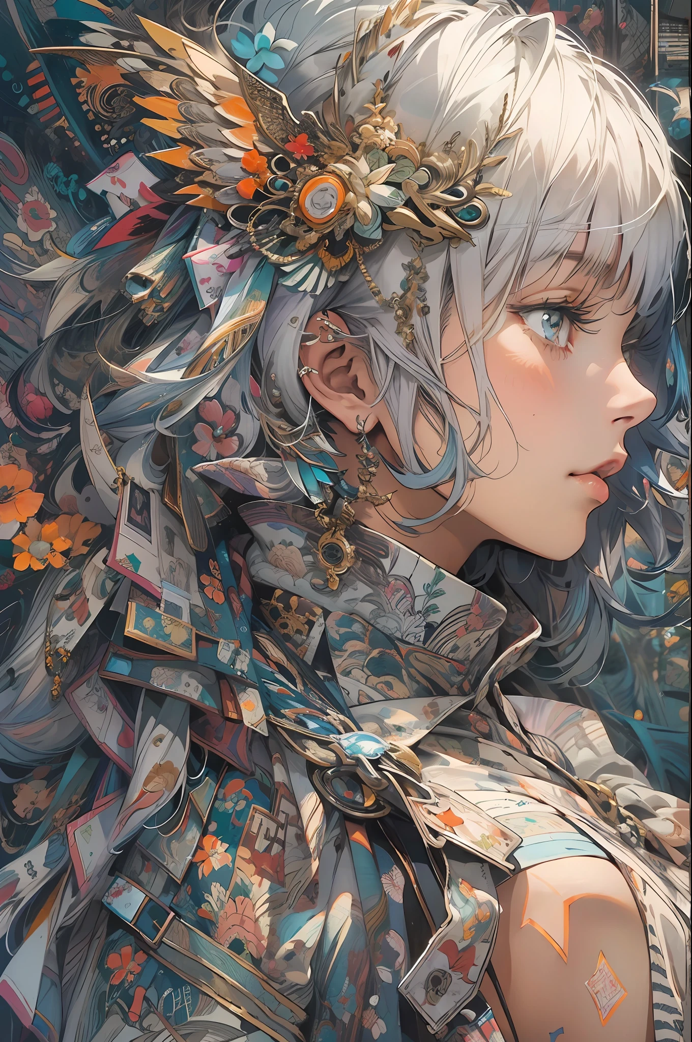 Mulher cyberpunk com pele escura e olhos azuis e cabelo castanho curto, vestindo uma blusa branca folgada e um short de banho 8k_wallpaper, olhos extremamente detalhados, corpo extremamente detalhado, dedo extremamente detalhado, (grande obra de arte digital), (Detailed manga illustration), (arte detalhada), ((perfeito)) anatomia, BETTER HANDS)), (detalhes intrincados:1.3), (ultra-detalhado:1.3), (illustration:1.3), (foco nítido:1.3), ( natural  lightting:1.05), (cores vivas:1.3), Modelo: Break Domain, Realista, (Obra-prima, Qualidade Superior, Melhor Qualidade, Arte Oficial, Beauty and Aesthetics: 1.2), Muito Detalhado, Arte Fractal, Colorido, Mais Detalhado, Zentangle, (Fundo abstrato: 1.5) (1menino: 1.3), Deus, Cabelo Curto, (Olhos Vermelhos Brilhantes), Misterioso, (Magia), Homem Bonito, Floresta de Bambu, Borboleta
