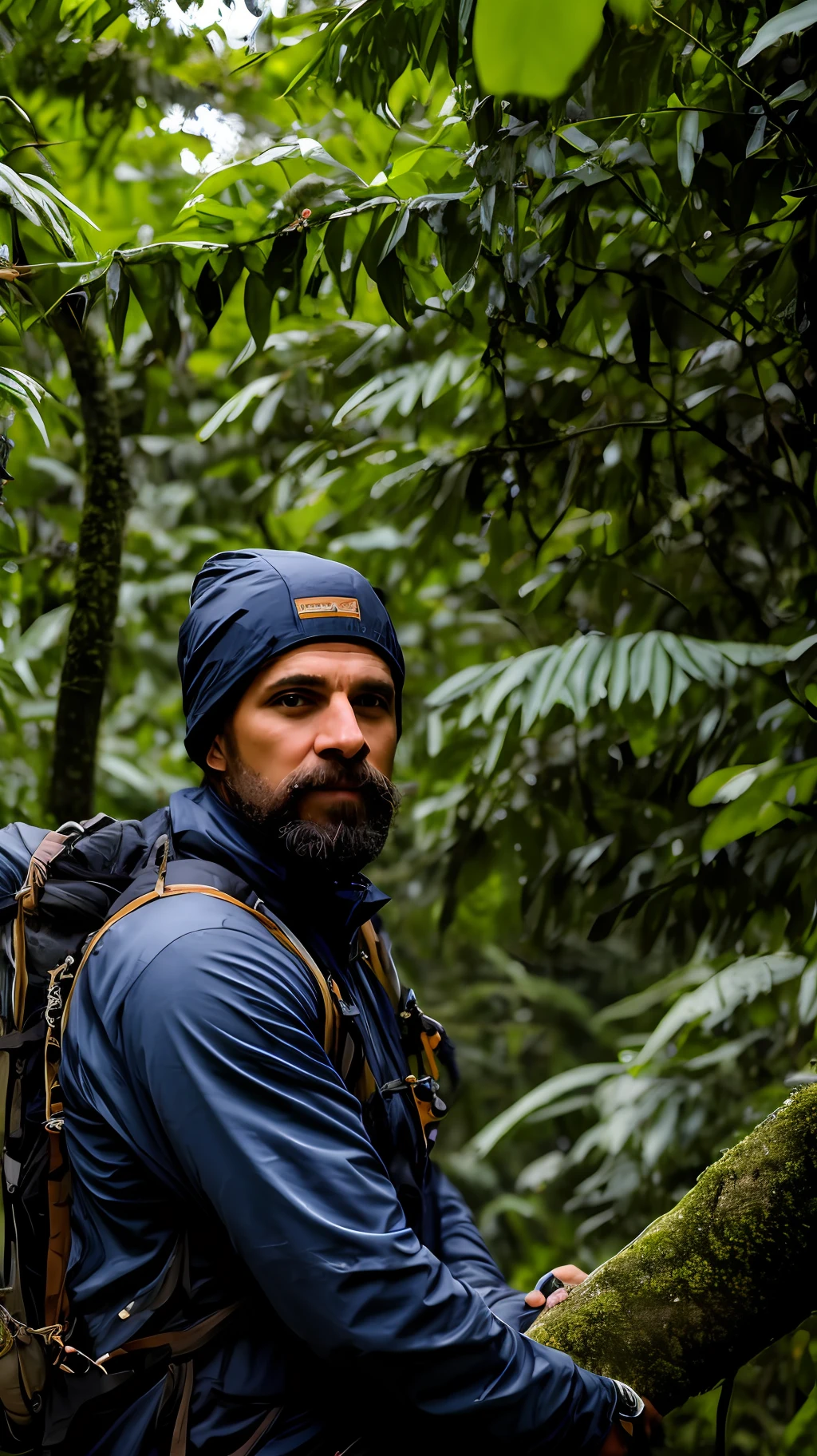 A beautiful close-up((adventurer)),jungles,oases,giant and wet trees