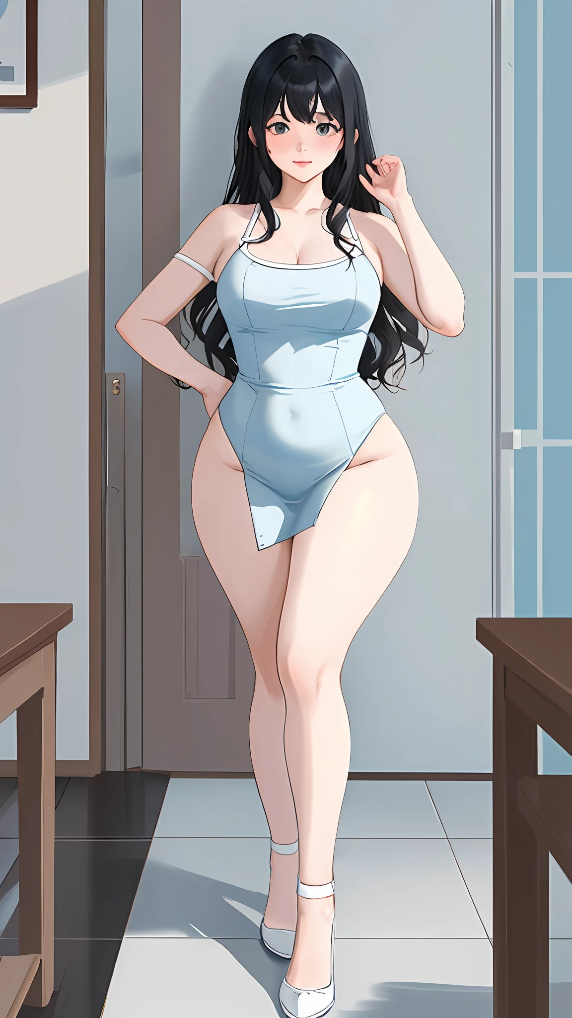 (masterpiece, best quality:1.4), looking at viewer, fringer, {indoors|outdoors|simple background},
(wavy hair:0.8), long hair, {black hair|white hair|blonde hair}, {blue theme|red theme|white theme}, curvy body, full body.