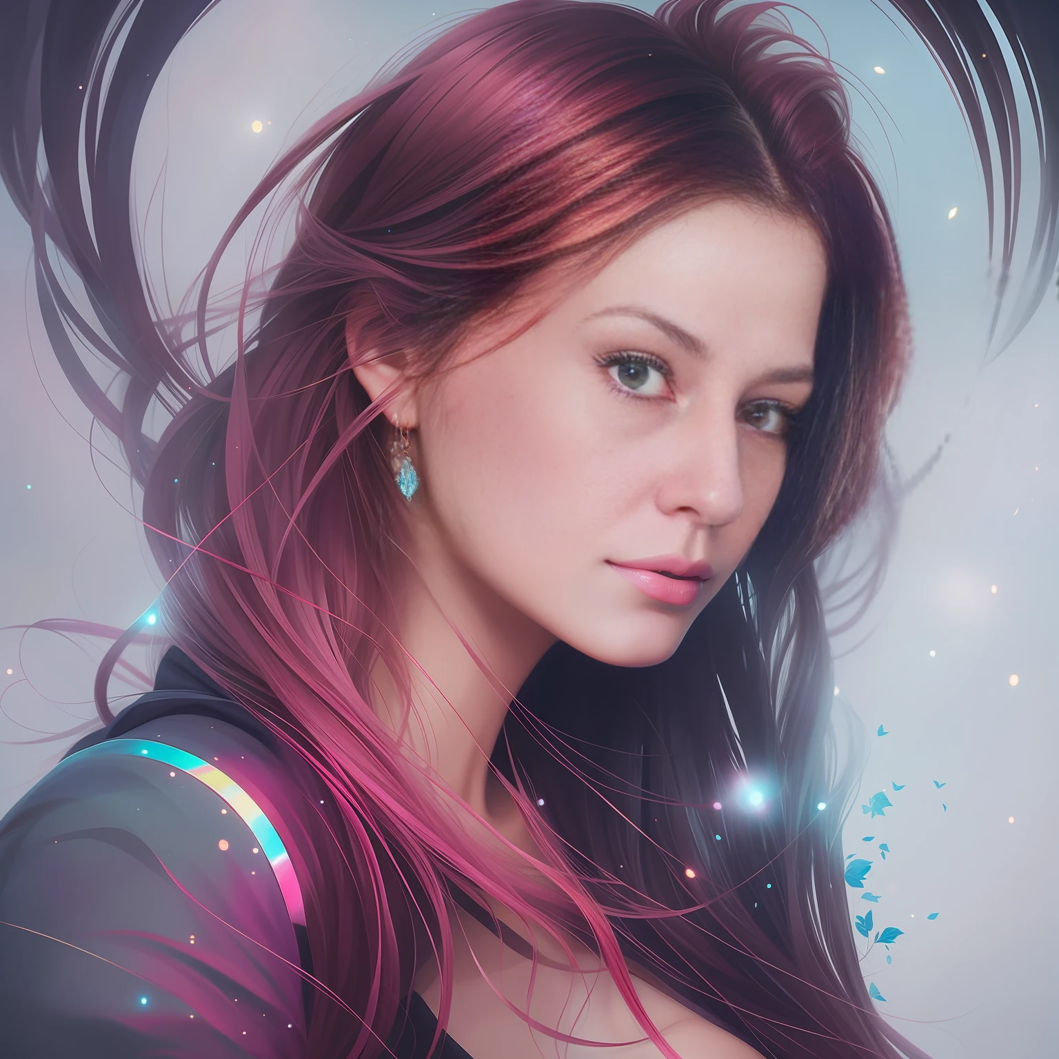 Imagen de una mujer con cabello rosado y maquillaje rosa, Awesome Digital Illustration, gorgeous digital painting, RossDraw 1. 0, Impresionante pintura digital, Hermosa obra de arte digital, Magnificent digital art, Arte digital realista 4K, Arte digital realista 4K, Pintura digital RossDrew, RossDrawS 2. 0, Pintura digital brillante, exquisite digital illustration , melhora o rosto, e os olhos deixando perfeitos