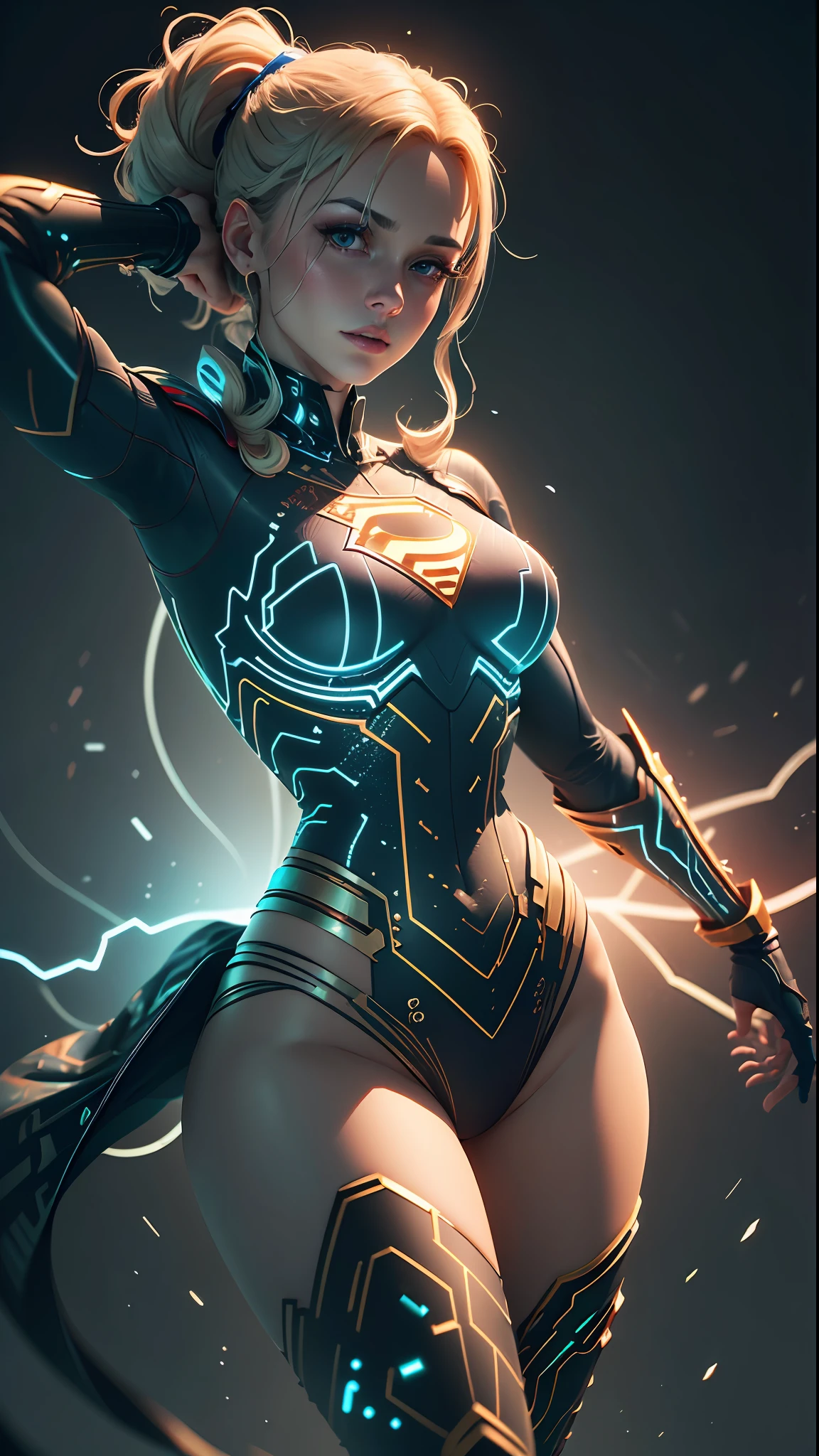 ((melhor qualidade)), ((obra-prima)), (detalhado: 1.4), ..3d, uma imagem de uma linda mulher supergirl cyberpunk,HDR usando letra S do superman no peito (high dynamic range),Lightning and thunder tracing, dinamic pose, NVIDIA RTX,Super-Resolution,irreal 5,Subsurface dispersão, Textura PBR, Post-processing, anisotropic filtering, profundidade de campo, Maximum clarity and sharpness, texturas multicamadas, Albedo e mapas Speculares, surface shading, Accurate simulation of light-material interaction, perfectly proportions, octan render, Two-tone lighting,Abertura ampla,ISO baixo,White balance,thirds rule,8K BRUTO,CircuitBoardAI,
