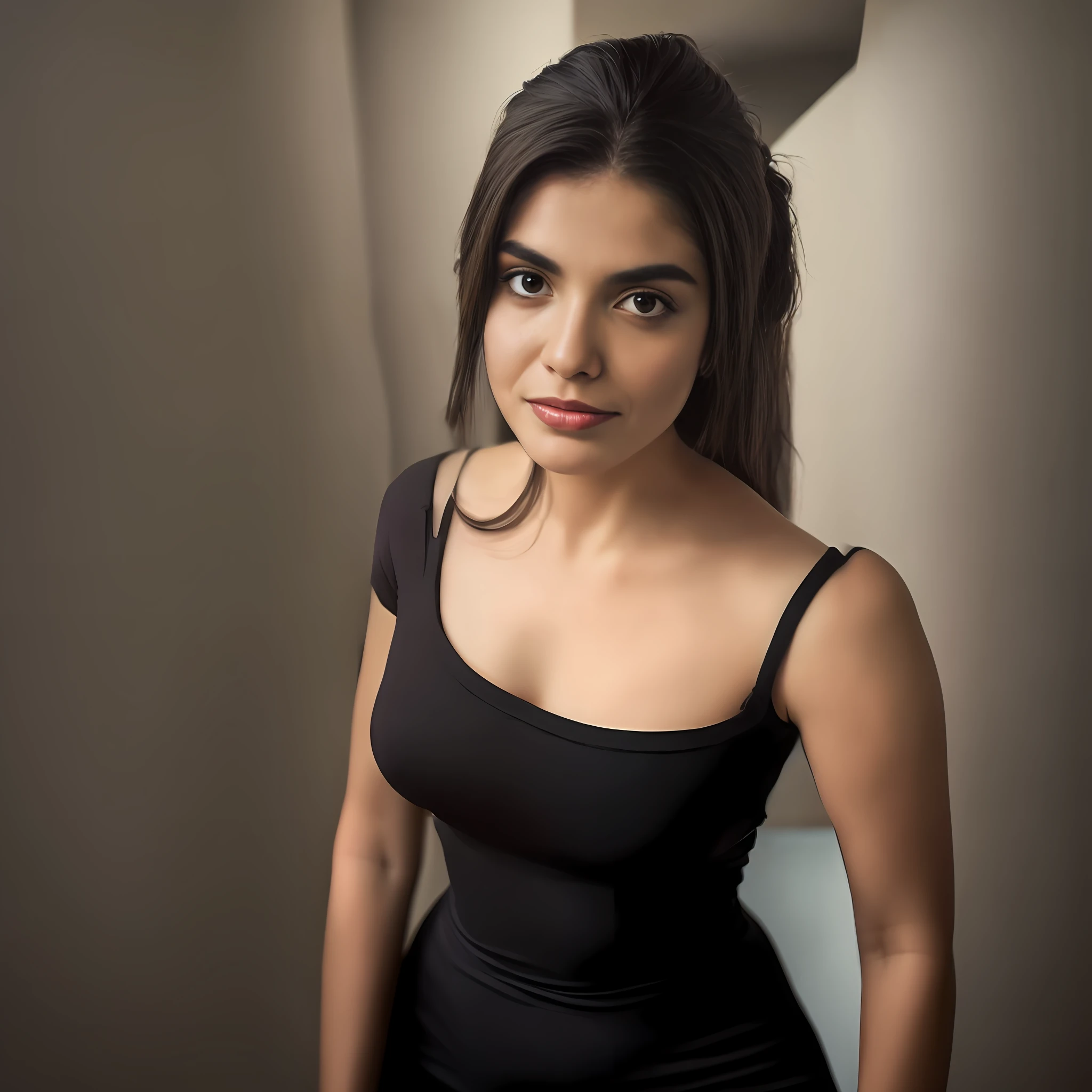 mulher arafed em um top preto posando para uma foto, head shoot, retrato headshot, fotografia headshot, retrato de close-up headshot, headshot photoshoot, foto de perfil headshot, lindo rosto latino, Mulher mexicana bonita, close-upheadshot impressionante, medium portrait soft light, foto headshot, close-up headshot, Close Up foto retrato, foto de uma mulher bonita, cinematic headshot portrait, vestido preto justo.