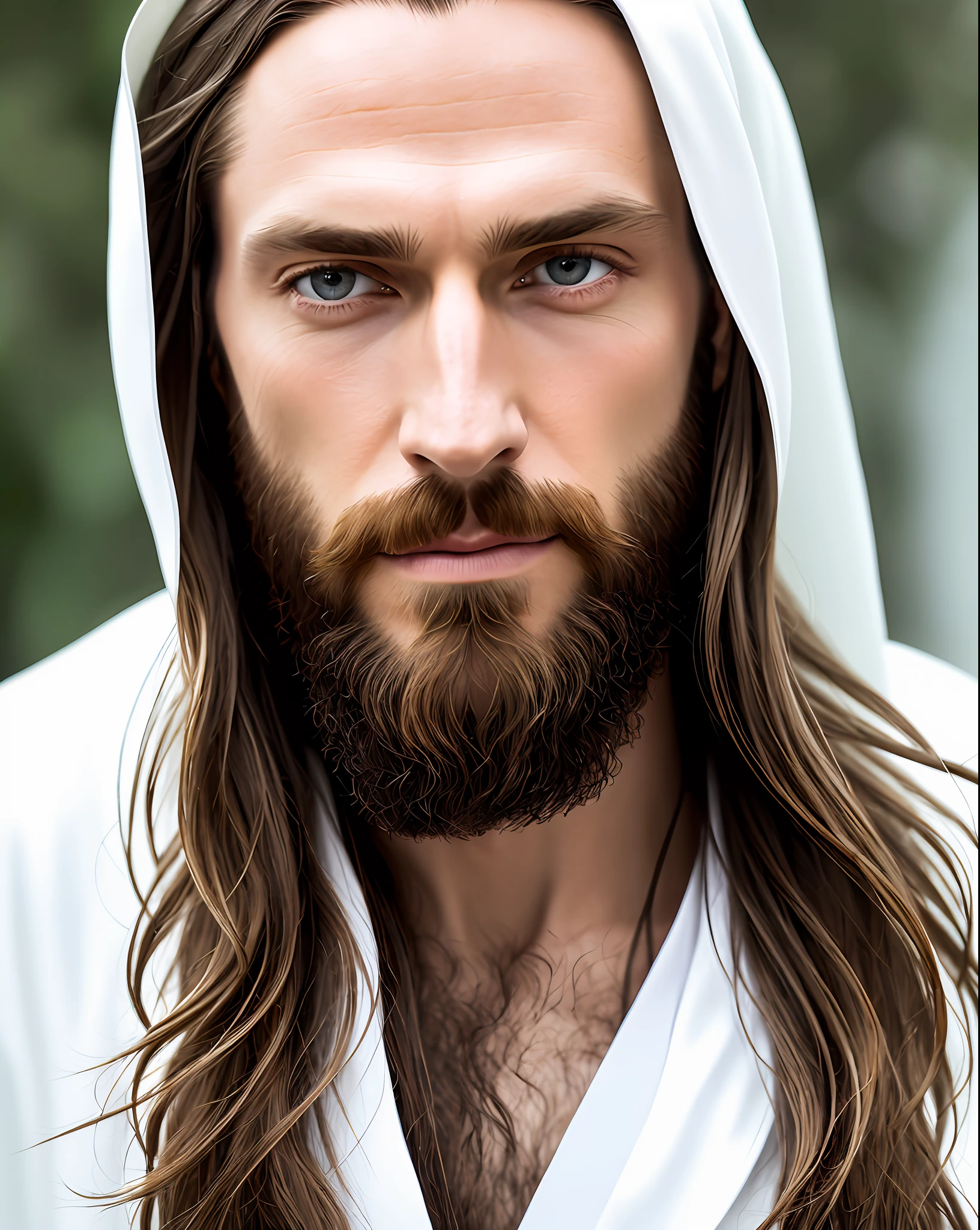 (symmetry),centered,a ((close)) up portrait,(Jesus),a very thin white man with long hair and a beard,wearing a long white robe,35mm,natural skin,clothes detail, 8k texture, 8k, insane details, intricate details, hyperdetailedhighly detailed,realistic,soft cinematic light,HDR,sharp focus, ((((cinematic look)))),intricate, elegant, highly detailed