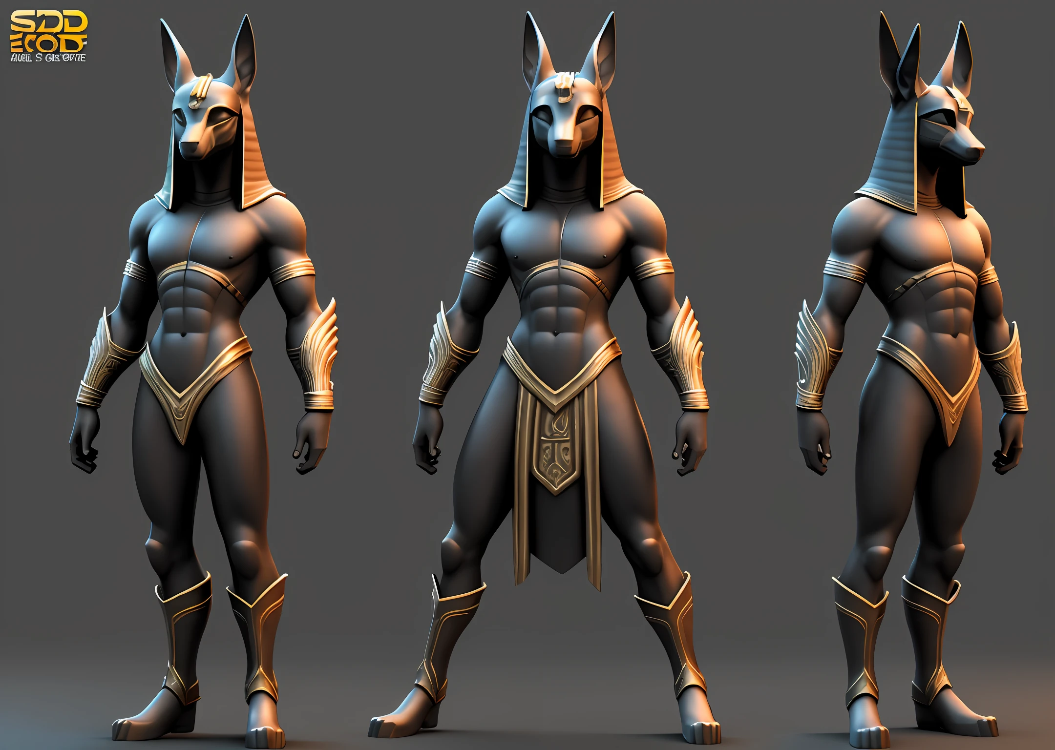anubis god, 3d model, t-pose --auto --s2
