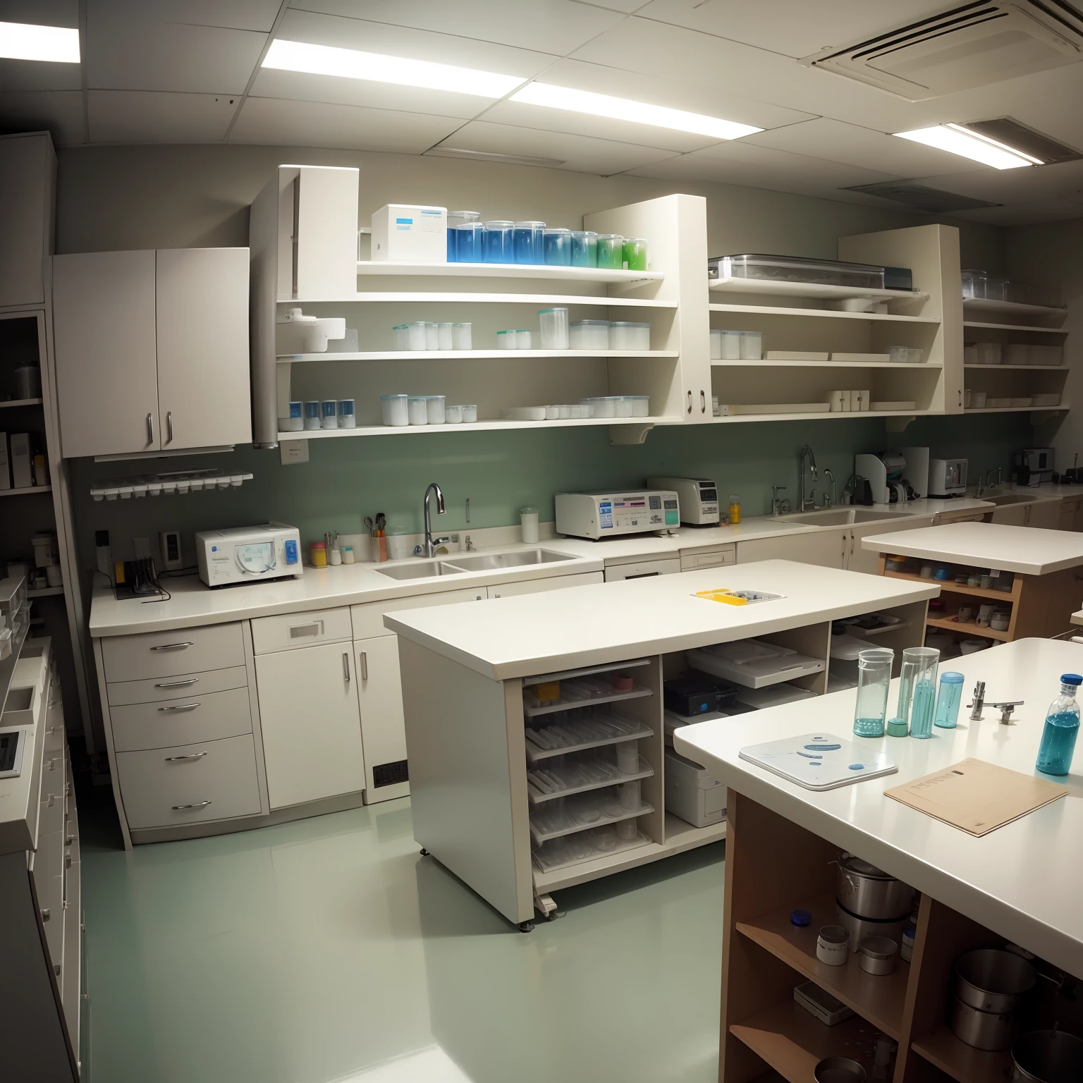 Lab bench，beakers，Kits，Blood samples，Test tube rack，centrifuge，Centrifuge tubes，culture medium，Cell culture medium --auto