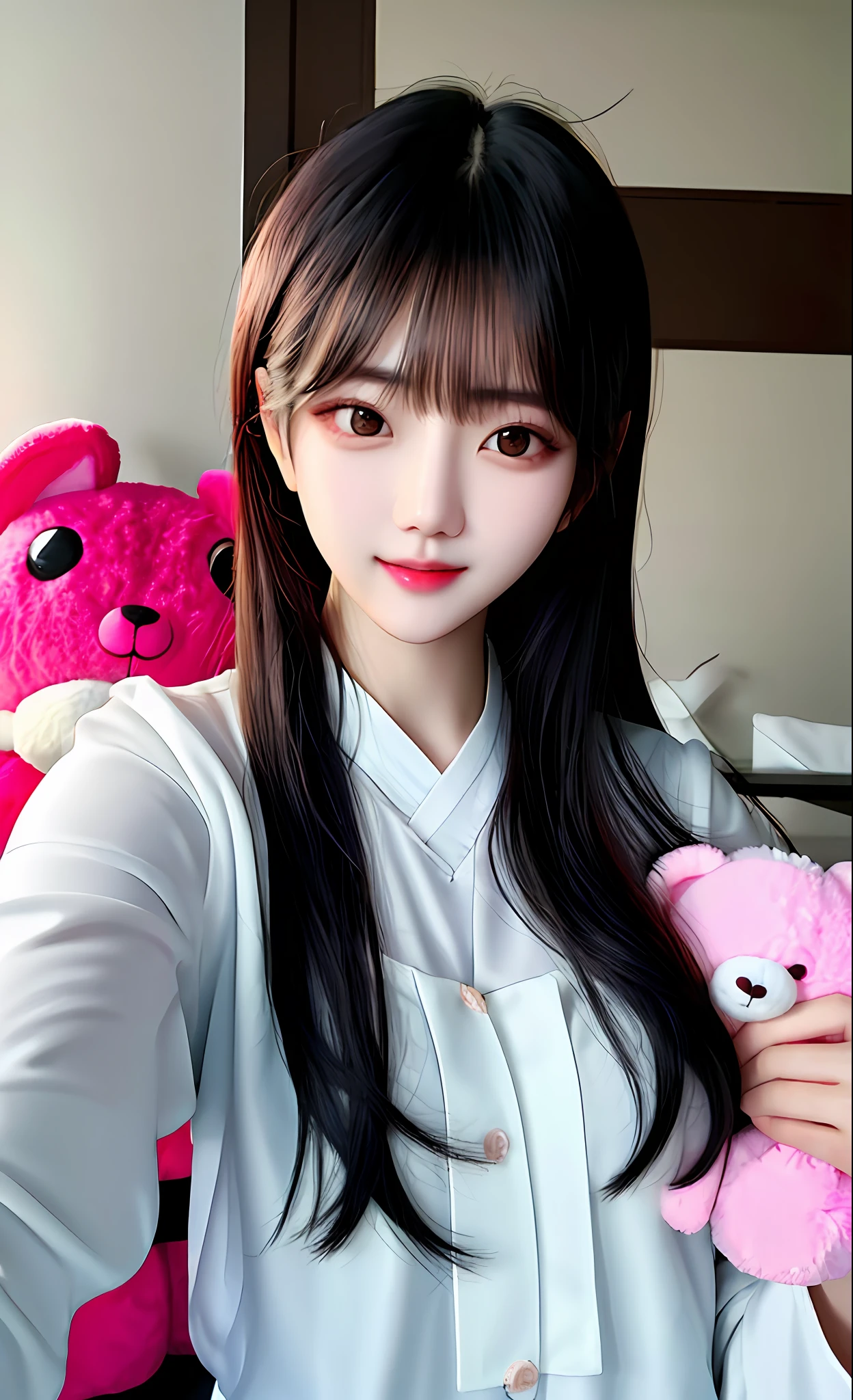 Arapei Asian woman in white blouse holding pink teddy bear, beautiful Korean women, Gorgeous young Korean woman, Beautiful young Korean woman, Korean girl, jaeyeon nam, cute korean actress, ulzzangs, korean women's fashion model, Choi Hyun-hwa, young lovely Korean faces, wan adorable korean face, Beautiful girl model, sakimichan