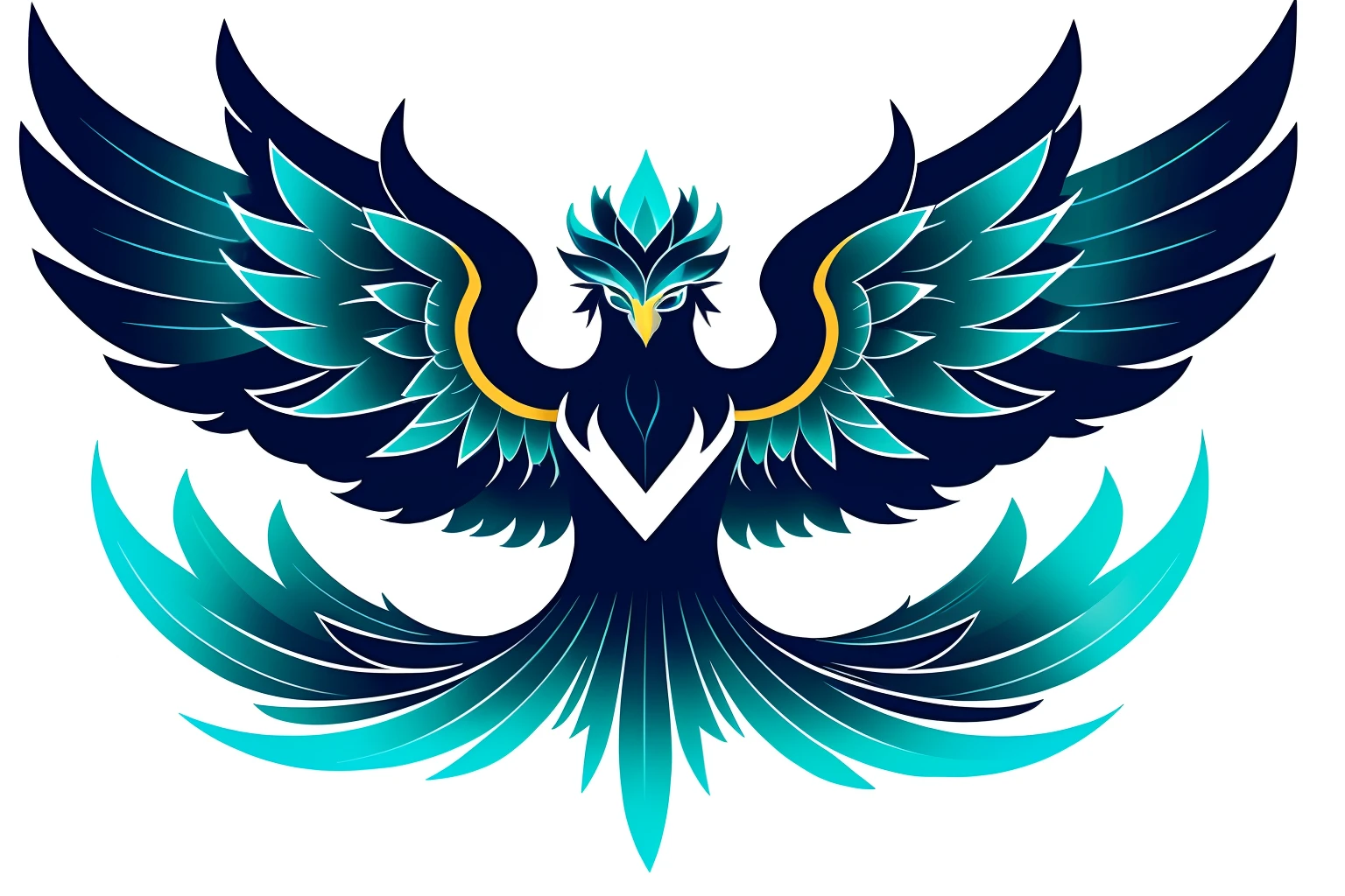 uma imagem estilizada, unique trait, of a dark blue and turquoise phoenix bird, minimalista, unique trait, a crown on her head, phoenix rising from the ashes, Art of a Simple Phoenix, phoenix in fire, '', logotipo, Royal bird, phoenix rising, phoenix flames, she has the head of a phoenix, '' a phoenix resting, phoenix head, phoenix-inspired, phoenix, The dark blue and turquoise Phoenix, logotipo, minimalista