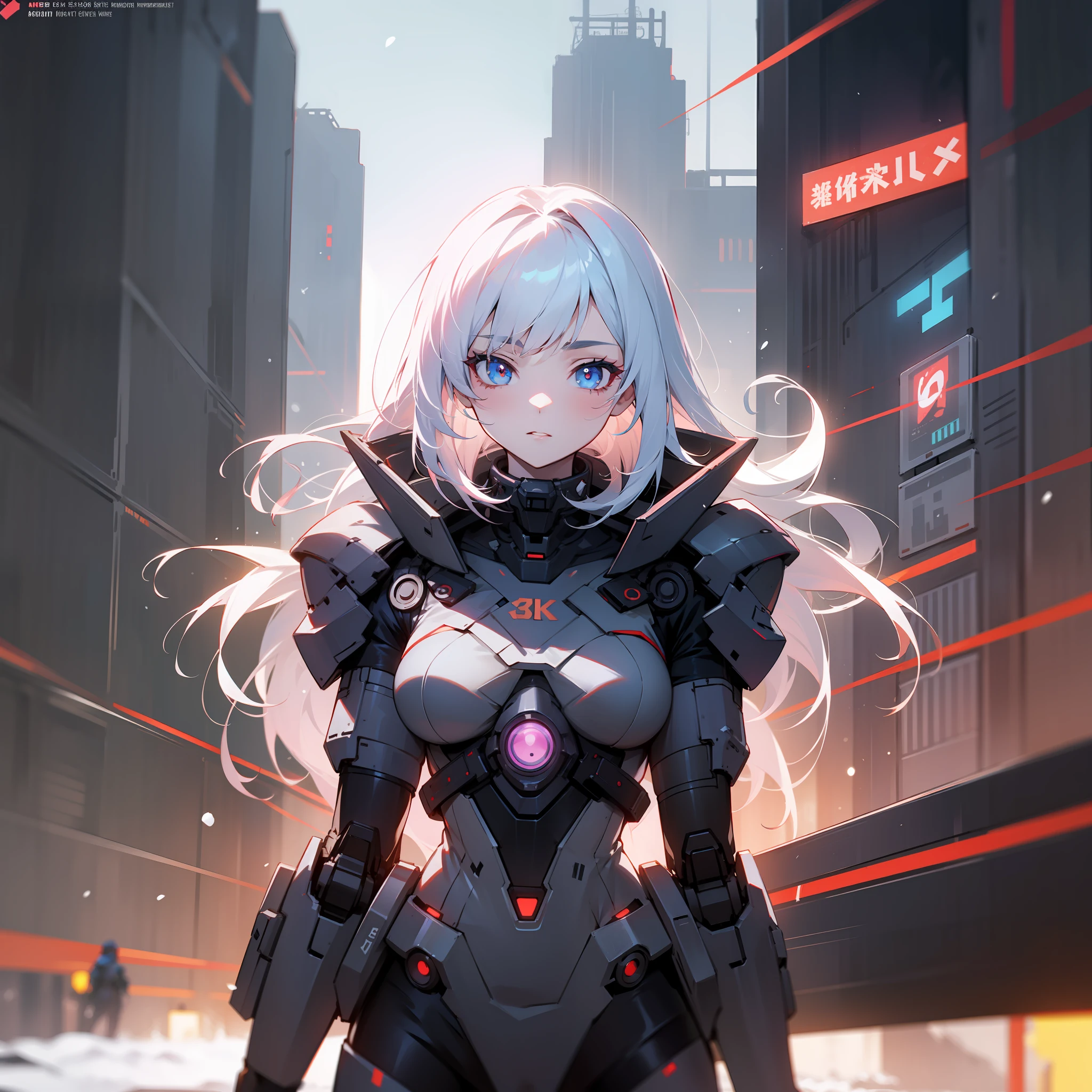 Best quality mode,The picture is fine,8K,Cyberpunk Style,Combat posture,poised to strike,Beautiful age girl,Gradient hair,Elaborate Eyes,Snow-white skin,Dressed in mechs,neonlight,Extreme refinement
