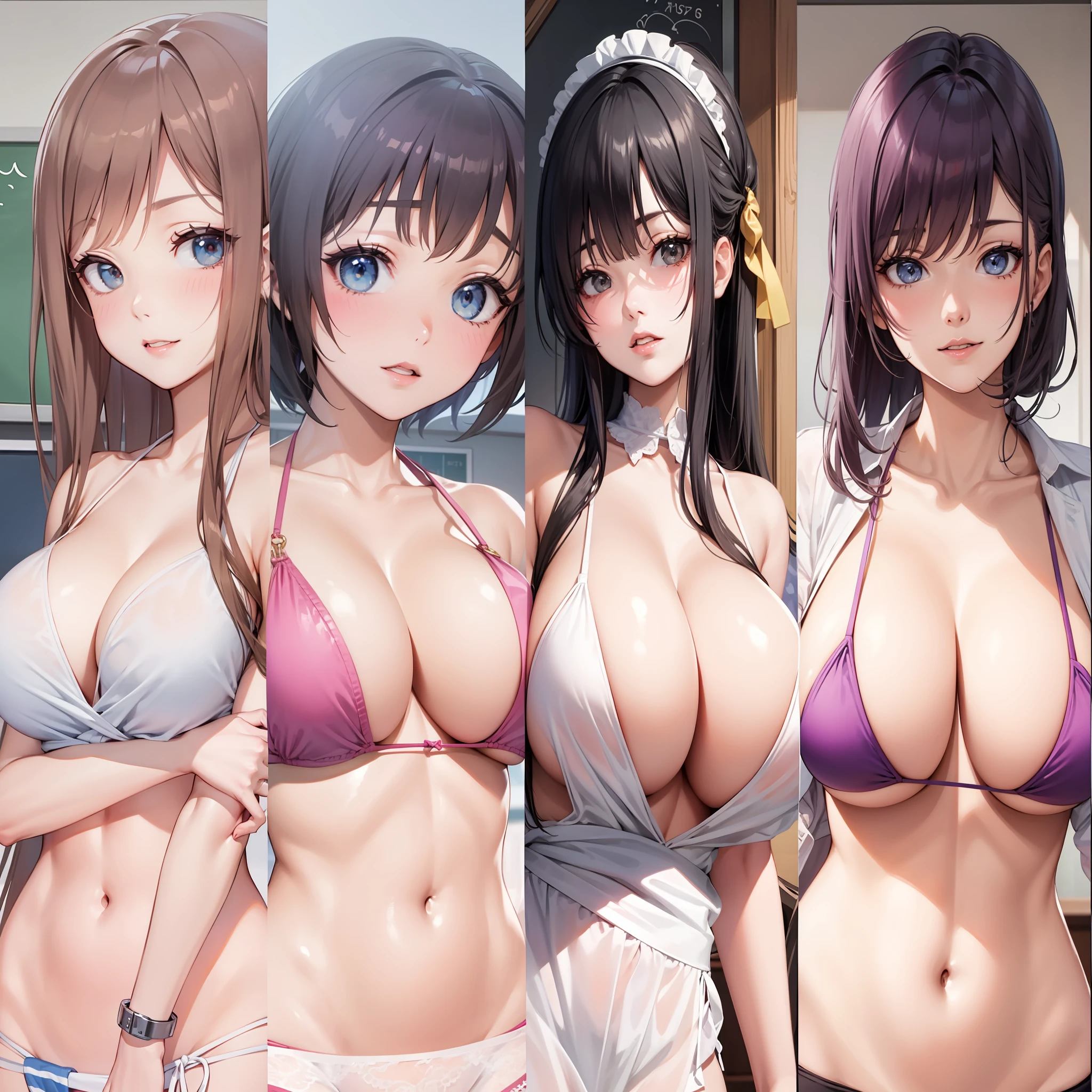 big breast, 4 girls, bikini, teacher, stepmom