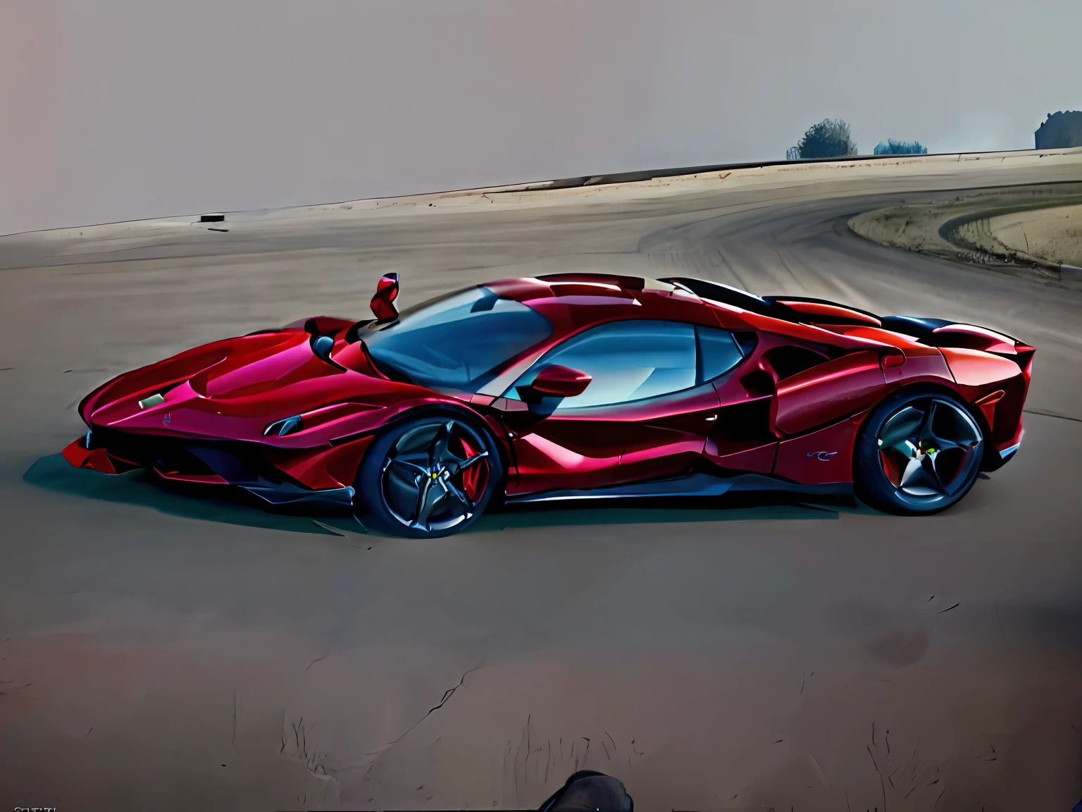 High-tech supercar，Ferrari，red colour，Gallop on the highway
