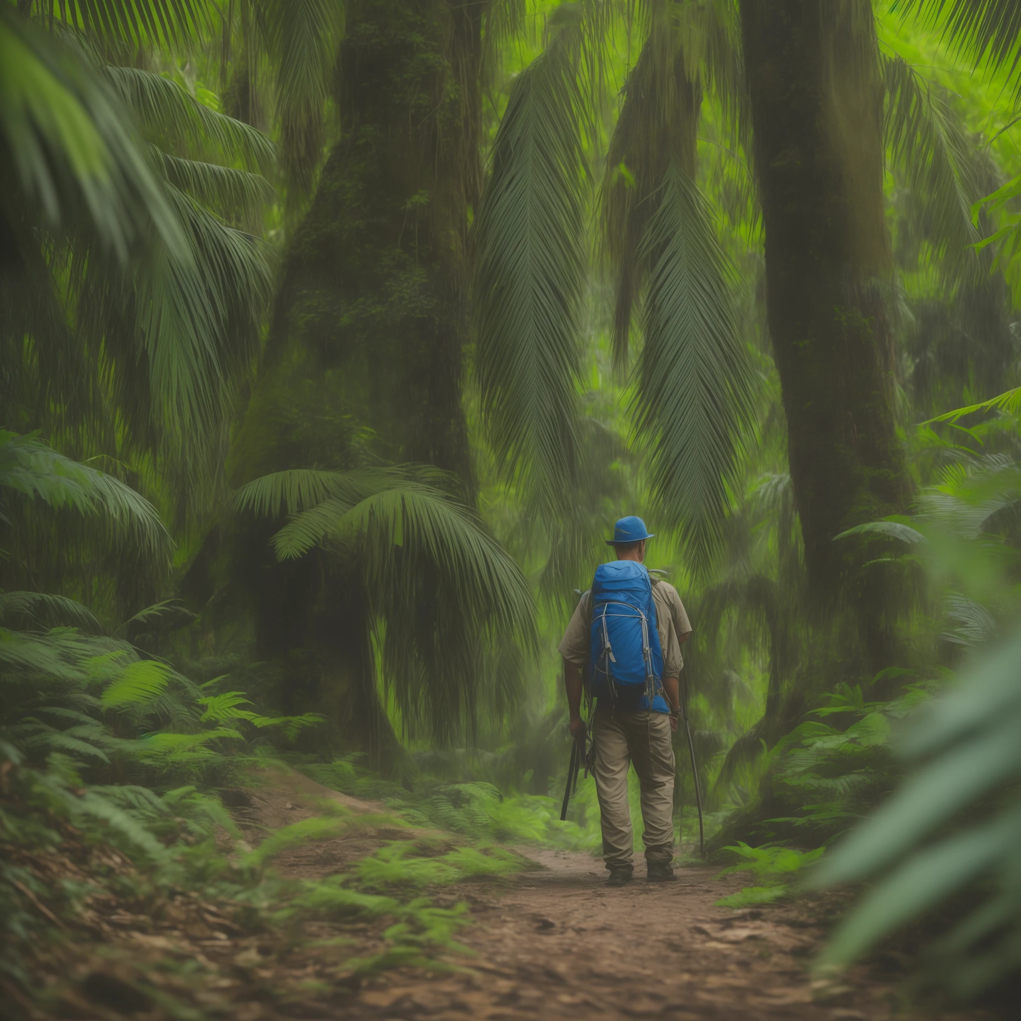 A beautiful close-up((adventurer)),jungles,oases,giant and wet trees