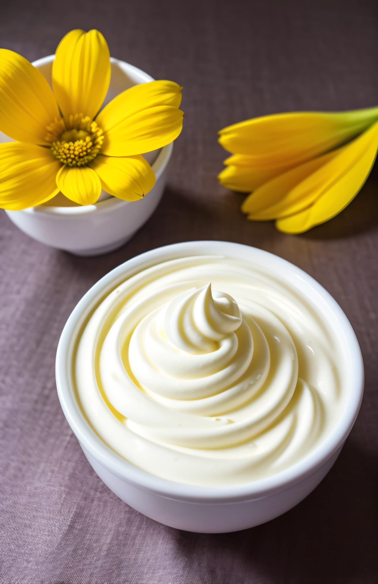 "Behold the exquisite details of Greek yogurt in this ultra-realistic photography. Each smooth swirl and subtle creamy shade are meticulously captured, elevating this simple yet delightful ingredient."