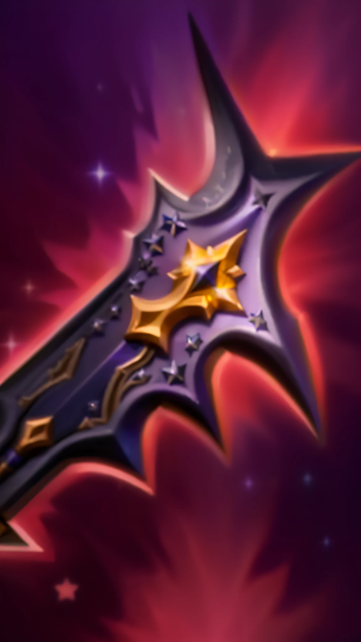 Close up of stars on purple background, war blade weapon, The sword, medievil spear, holding jagged scimitar, league of legends inventory item, jagged sword, Fantasy Blade, leblanc, intricate fantasy spear, Avatar image, Rod arm sword, POLEARM, armored sword blade, shinning sword, An evil sword