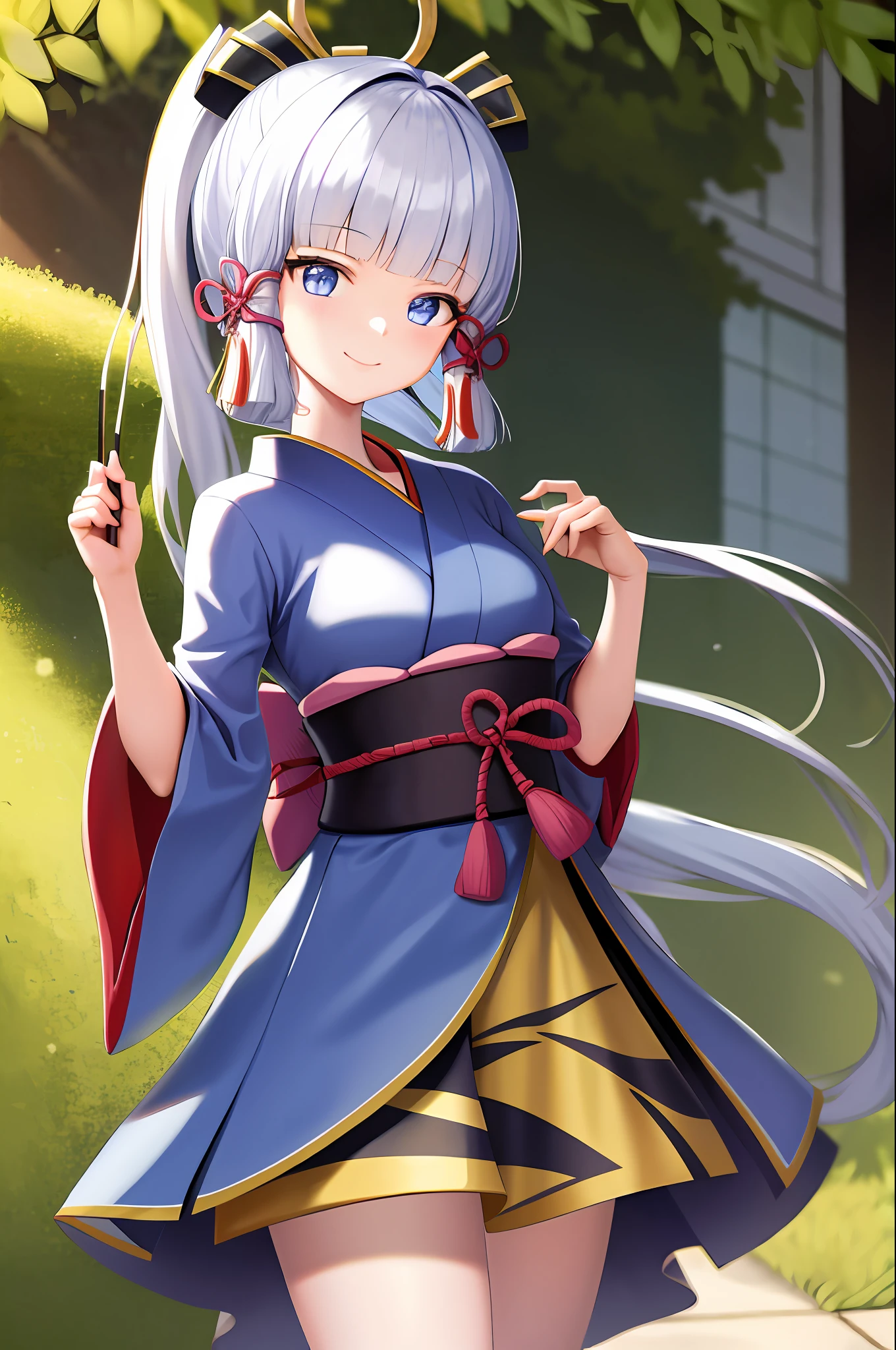 masterpiece, highres, best quality, 1girl solo, kamisato_ayaka, smile, kimono