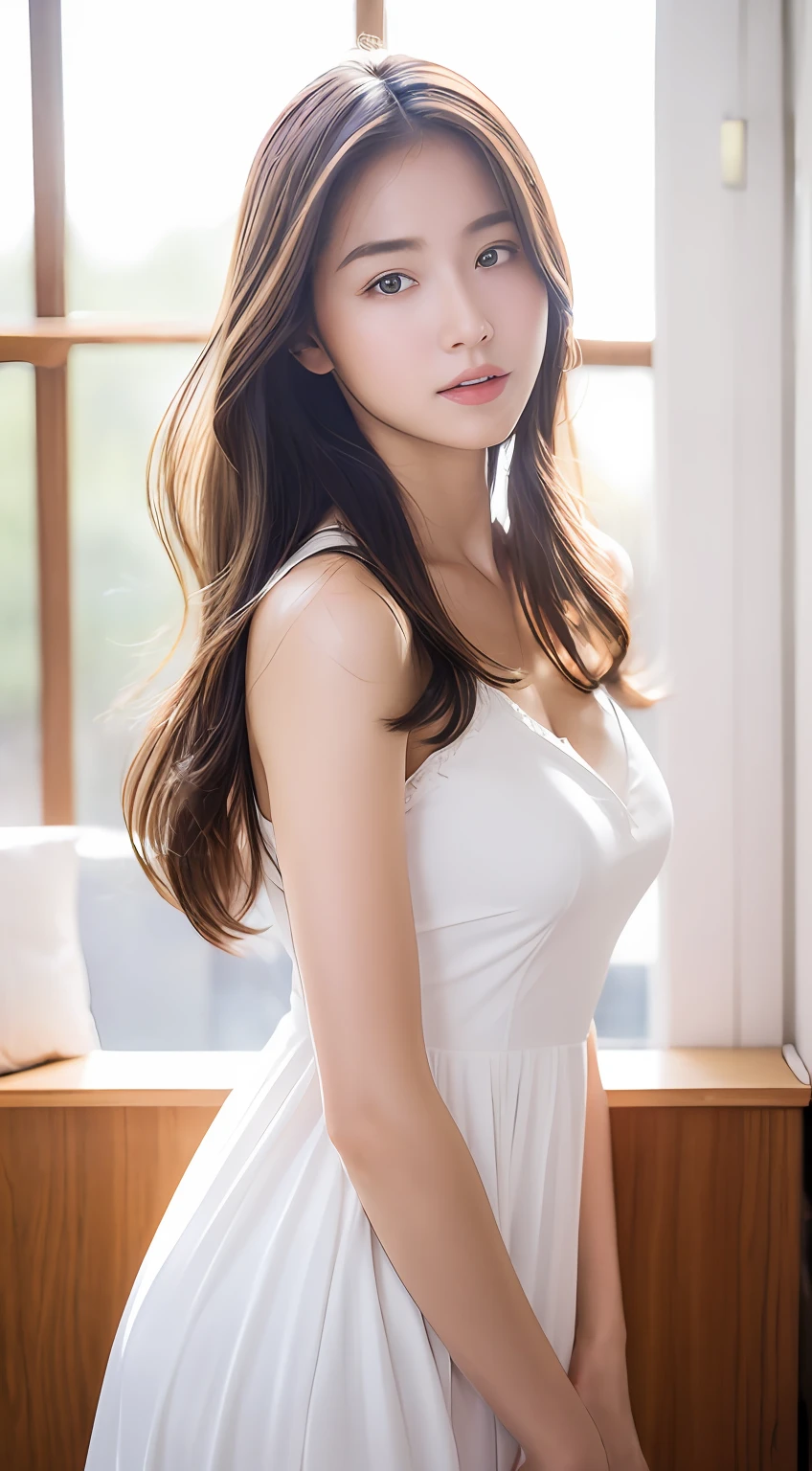 best qualtiy,tmasterpiece,A high resolution,beautiful face,twotonelighting,(highdetailskin:1.2),8K UHD, Digital SLR, softlighting, high high quality, volumettic light, A high resolution, 4K, Picture-perfect face,Ultra-fine face,japanaese girl,二重まぶた,a baby face,with fair skin,The light is even,A half body,is shy