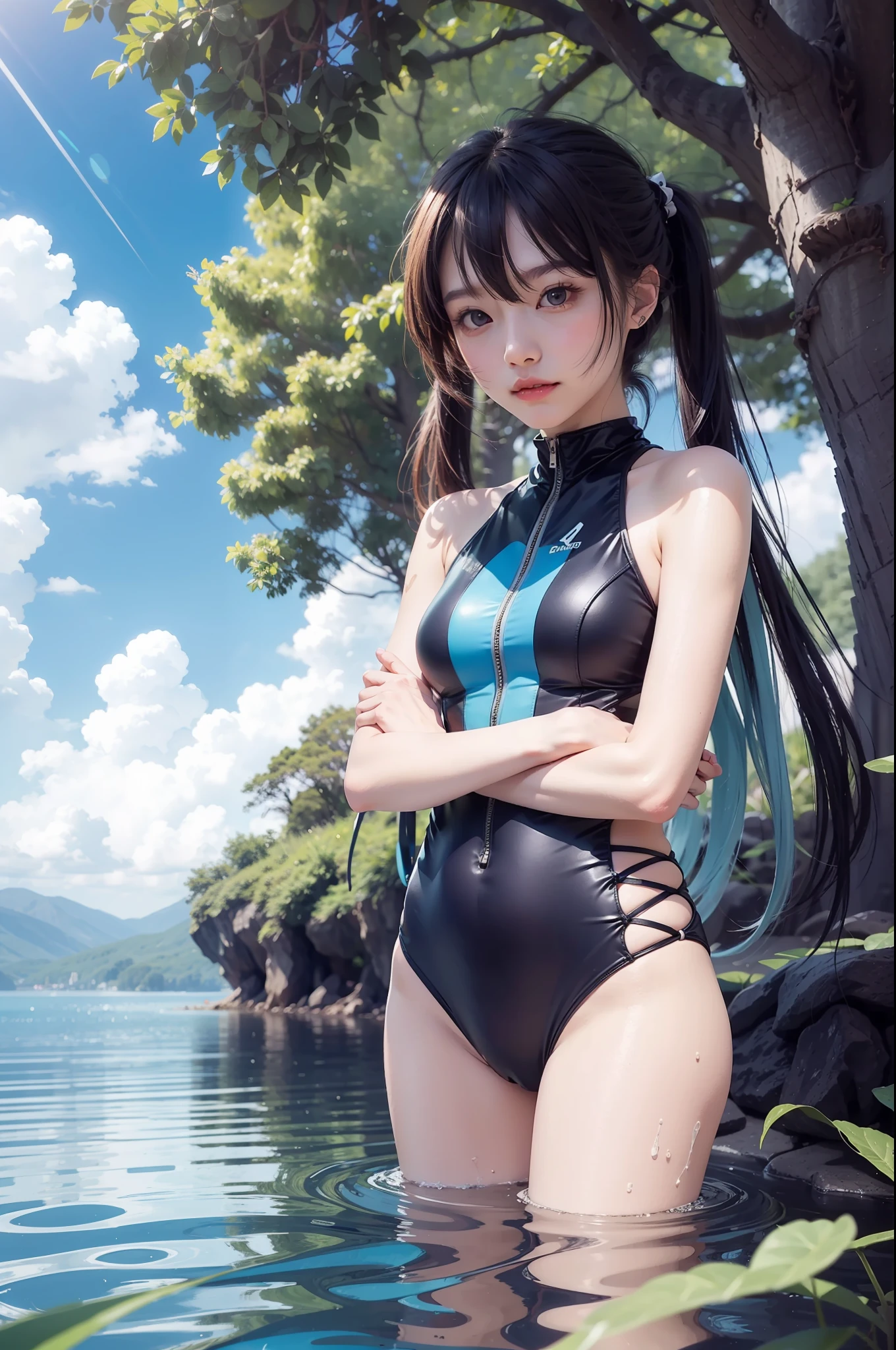 Nagisa's Beautiful Girl、hyper realstic、Ne Online Swimsuit、😗、Clear face