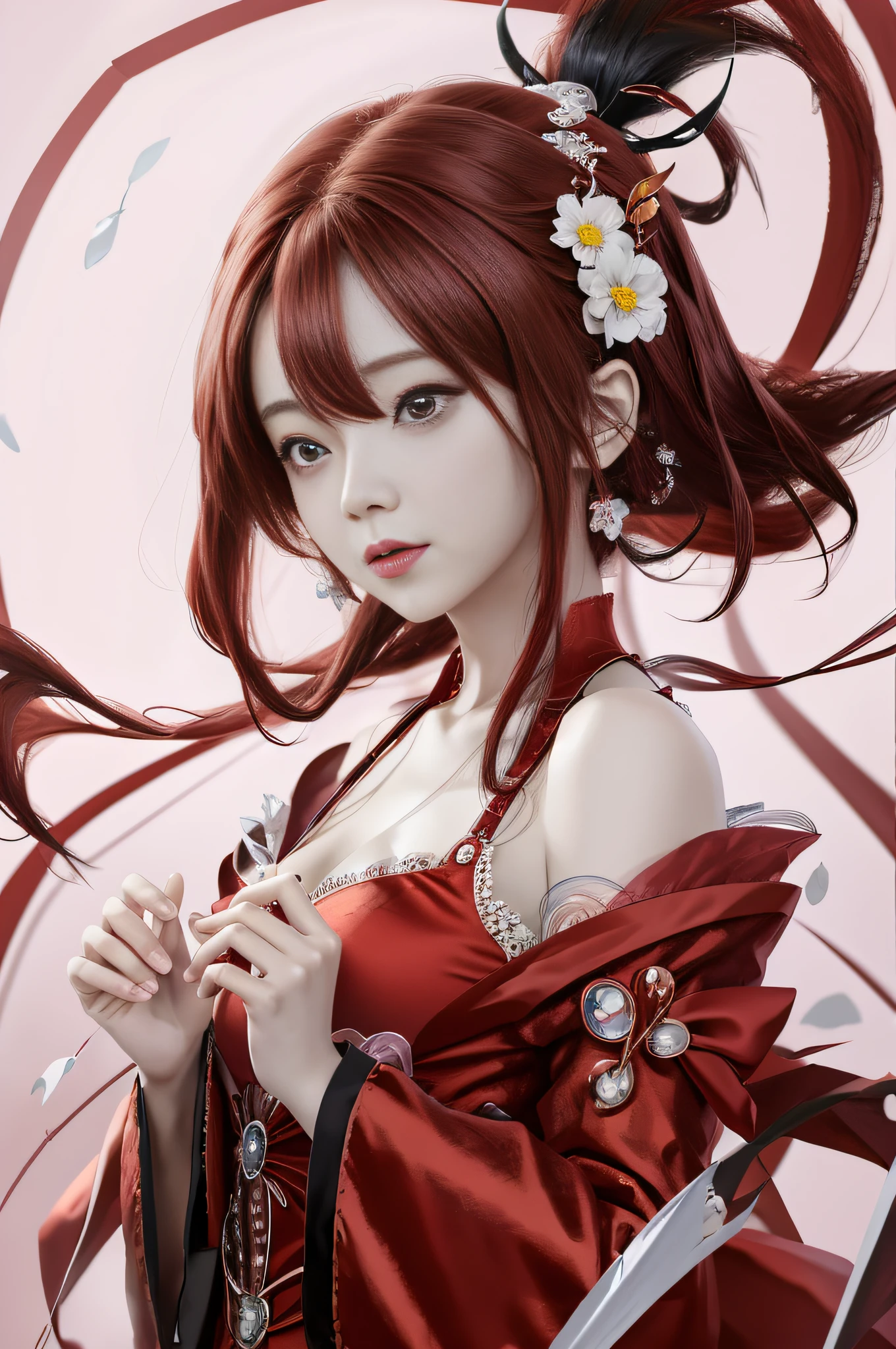 Realistis,tmasterpiece,Best quality at best,best qualtiy,超高分辨率,(Realiy感),(Detailed eyes:1.4),(Realiy,Realiy感:1.4),Perfect lighting,(full bodyesbian)、Anime girl with long hair red dress holding red umbrella, style of anime4 K, Anime art wallpaper 4 K, Anime art wallpaper 4k, Detailed digital anime art, Anime wallpaper 4K, Anime wallpaper 4 k, Anime art wallpaper 8 K, 4K anime wallpaper, Digital anime art, Beautiful anime artwork, a beautiful anime portrait, clean and meticulous anime art