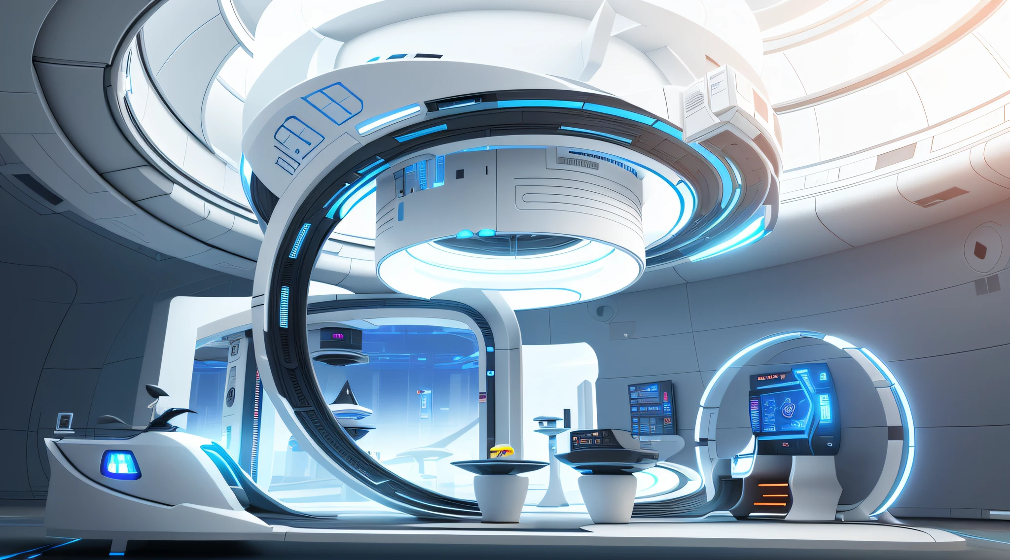 "(Futuristic interior close-up with exaggerated structure), 3D iOS room:1.2, Exhibition hall,Technologie,Creative concept:1.1, Cyber:1.2, scifi platform:1.1, 3d 8k render, 8K artistic rendering, Mix brightness:0.9, Color mixing:0.9)" 3d concept render, 3 d concept render, futuristic architecture concept, 3d cgi render