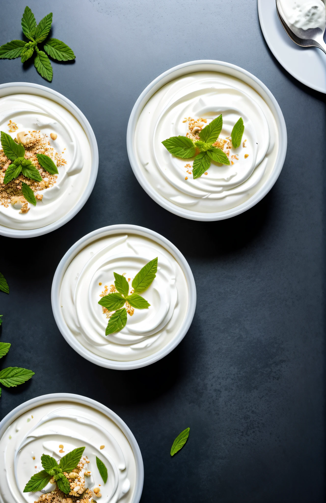 "Immerse yourself in the world of culinary indulgence with this meticulously photographed Greek yogurt. The clean and minimalist kitchen setting enhances the yogurt's inherent allure, making it the epitome of wholesome goodness."