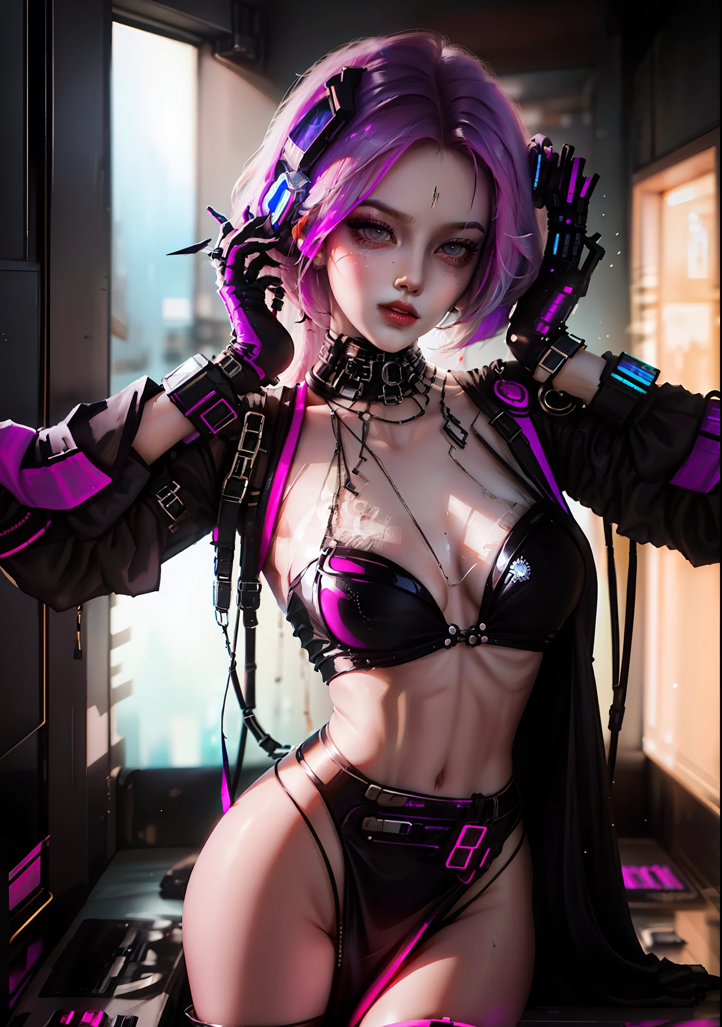 Lucy (Cyberpunk Edgerunners), peituda, gostosa, sexy, roupa transparente, 4k