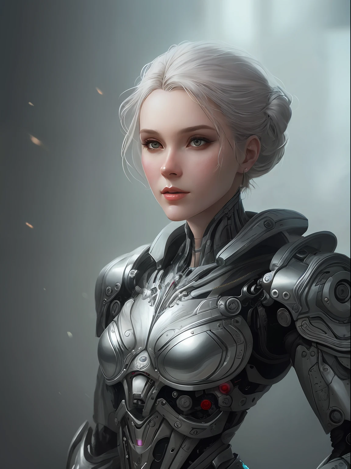 organic cyborg, white plastic, diffuse lighting, fantasy, intricate, elegant, highly detailed, lifelike, photorealistic, digital painting, artstation, illustration, concept art, smooth, sharp focus, art by John Collier and Albert Aublet and Krenz Cushart and Artem Demura