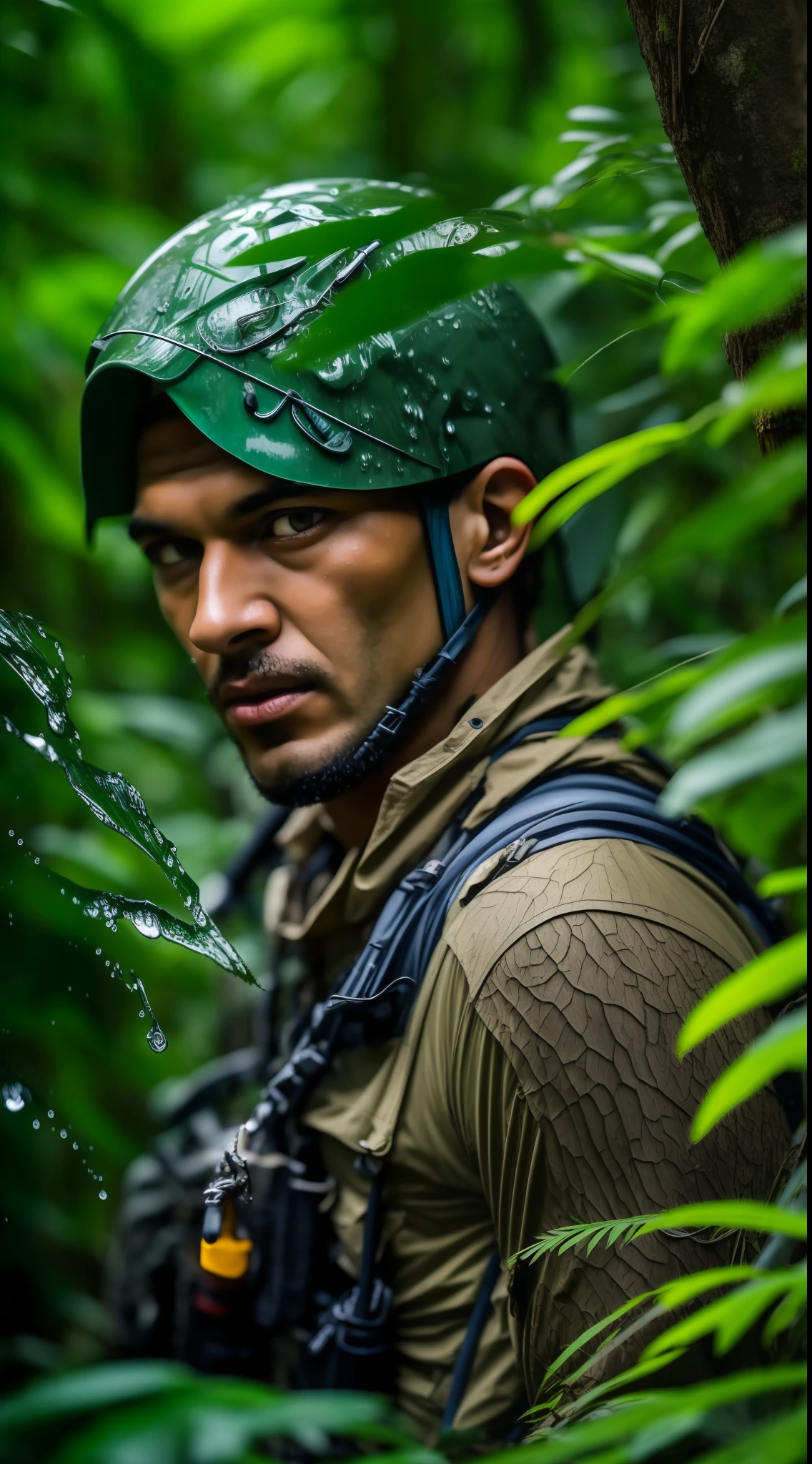 Beautiful close-up((adventurer)),jungles,oases,giant and wet trees,high qulity,tmasterpiece