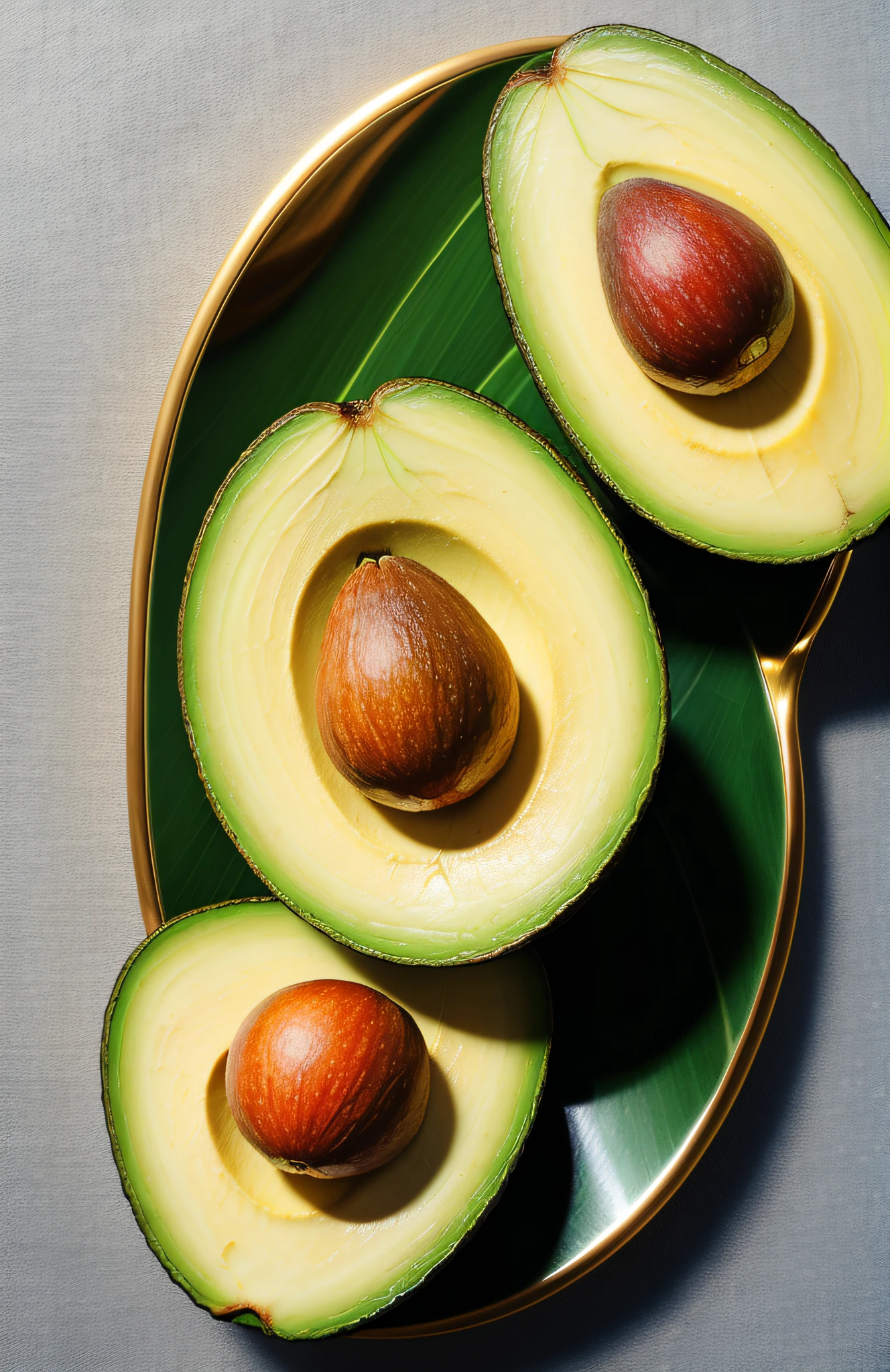 "Discover the exquisite beauty of avocado through this ultra-realistic and detailed photography. Each velvety-smooth surface, artfully sliced and arranged in delicate coils, invites you to savor the rich, creamy essence of this green gem."