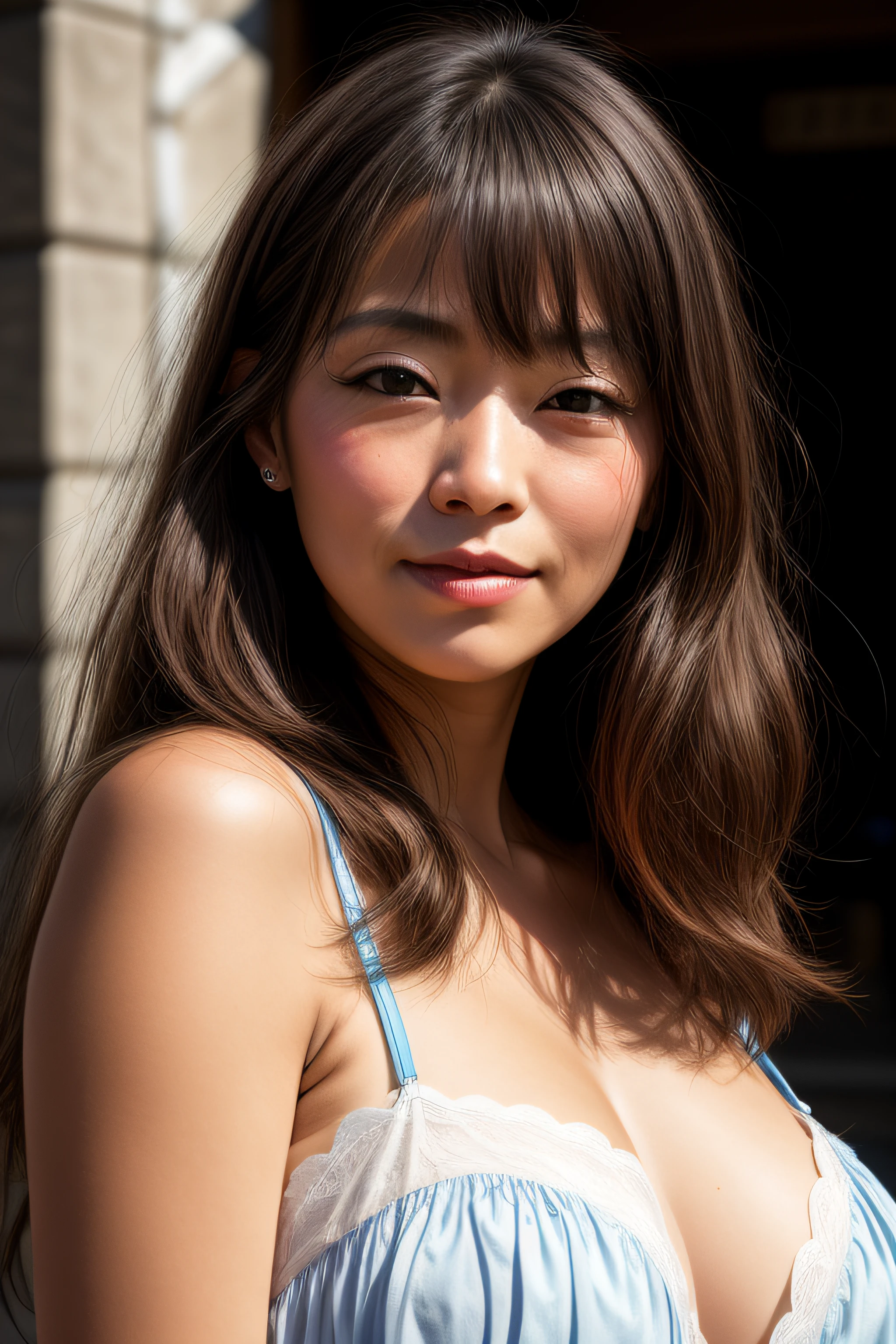Beautiful fece((sixty years old))portrait photo of a female、Bewitching woman in Japan、wrinkled、drooing eyes、Thick lip、narrow small eyes、awardwinning photo、top-quality、canon 5d mark ii、filmg、professional photograpy、(richly colored:1.1)、Authentic and textured、(natural soft light:1.1)、(Canon EF 85mm f / 1.4LはUSM)、up of face。