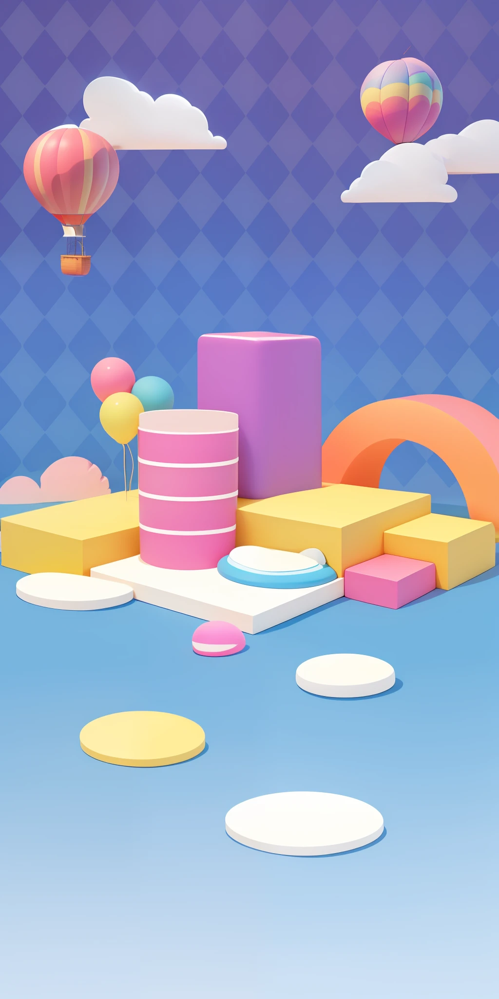 tmasterpiece,Best quality at best,cartoony,pixar-style,simple design,Mini scene,hot air balloon,rainbowing,Visualizers,